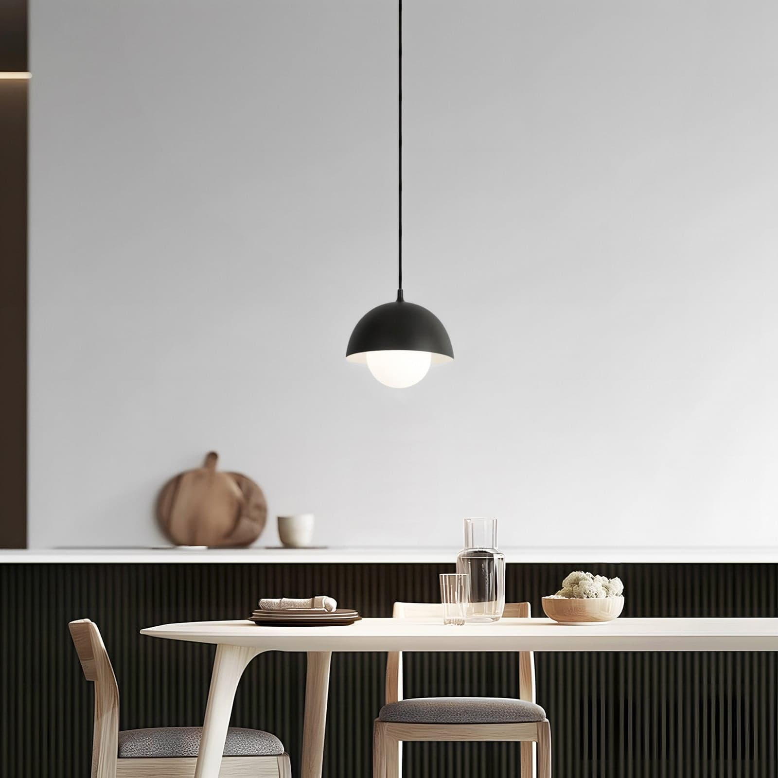 Hide pendellampe, Ø 17 cm, svart, G9, aluminium/glass - Nola - Stue - Skandinavisk - Med en lyskilde
