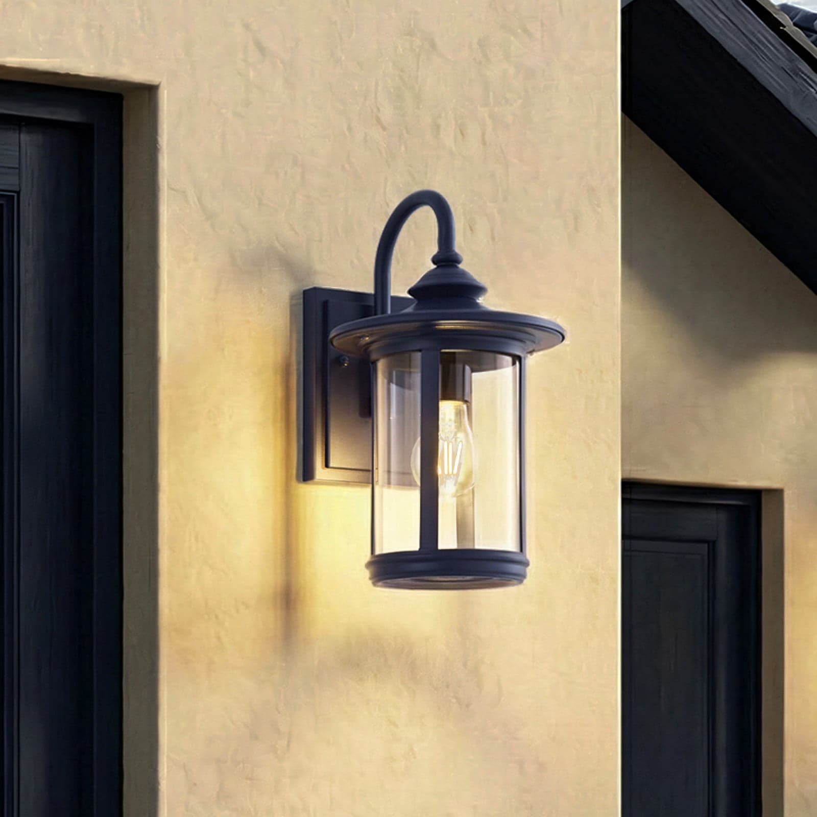Zayn utendørs vegglampe, høyde 33 cm, glass, blå, IP23 – Lindby - Balkong - Antikk - Aluminium - Med en lyskilde