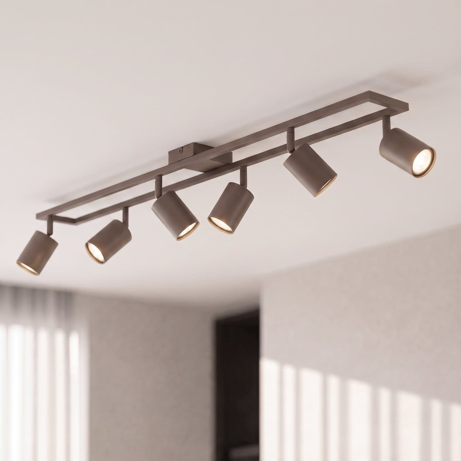 Bravius downlight, taupe, 6 lyskilder, jern – Lindby - Stue - Metall - Med flere lyskilder