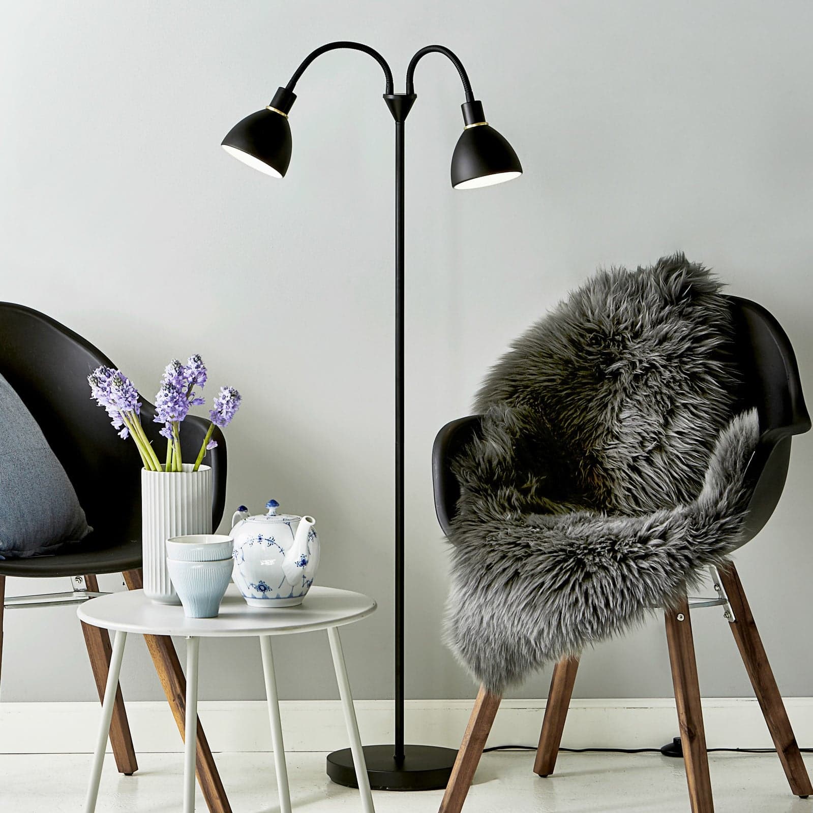 Ray Double Gulvlampe Black - Nordlux - Stue - Moderne - Metall - Med flere lyskilder