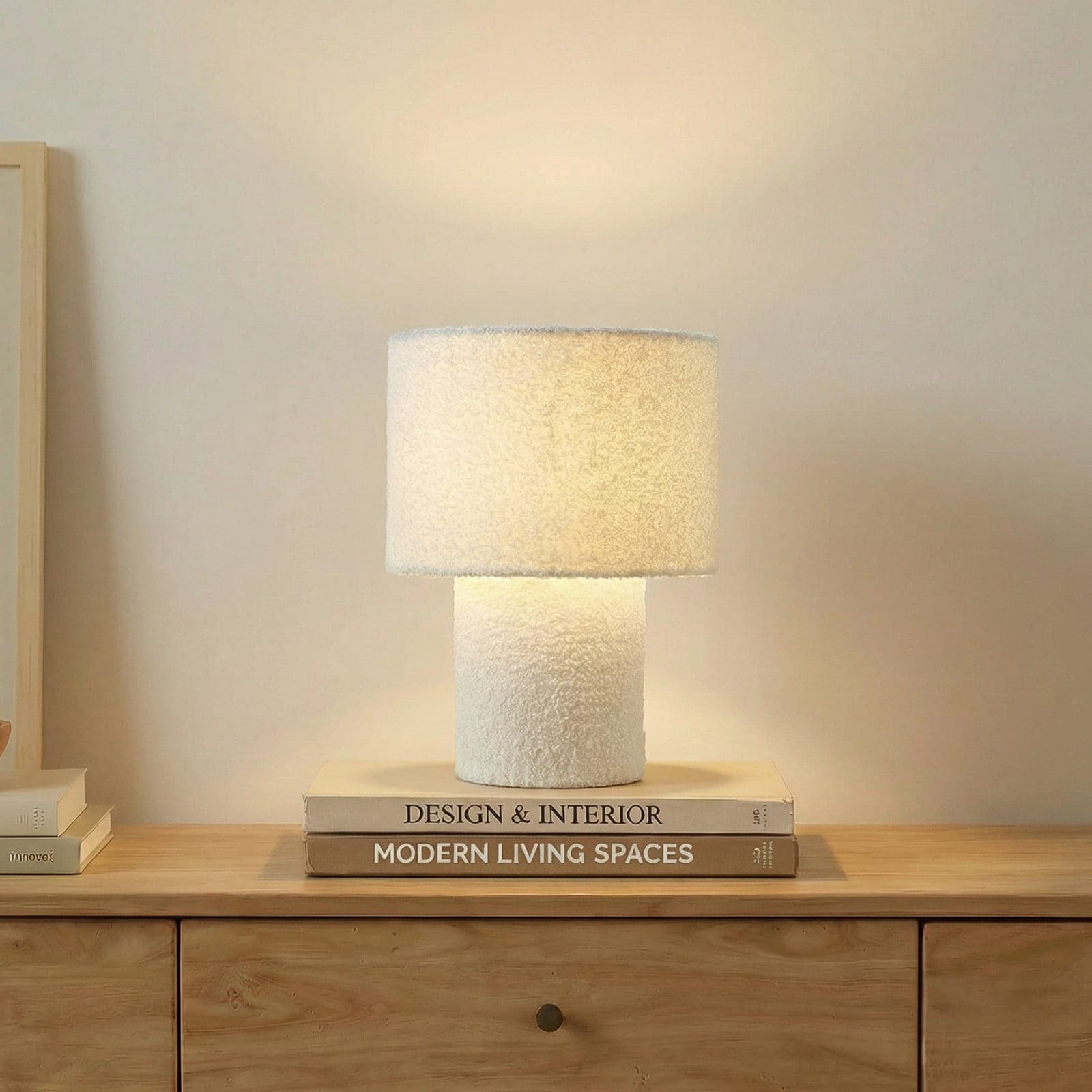 Jone Bordlampe Hvit - Lindby - Stue - Moderne - Stoff / Tekstil - Med skjerm
