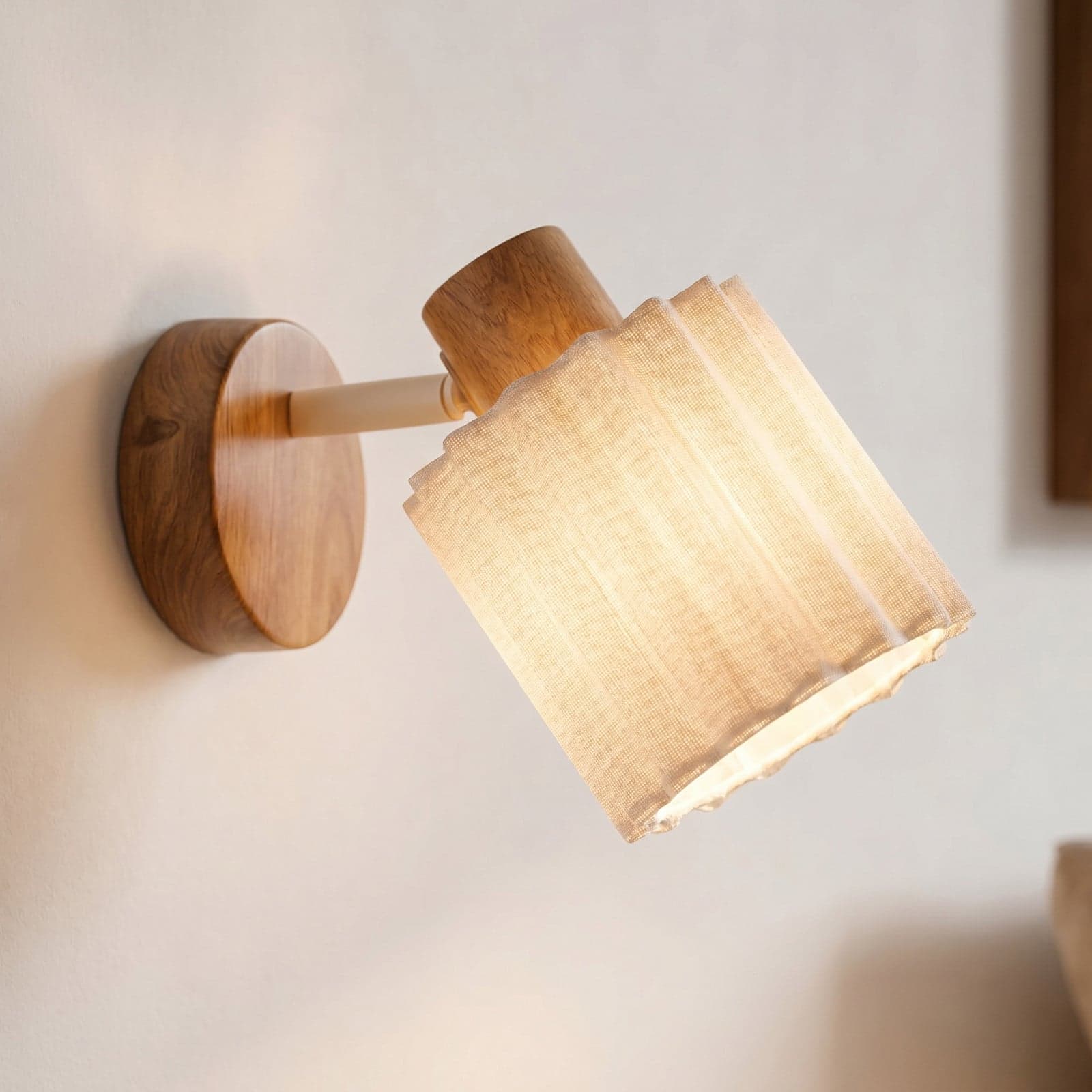 Shiloh veggspot, tre, lin, natur/beige, E14 – Lindby - Stue - Moderne - Stoff / Tekstil - Med en lyskilde