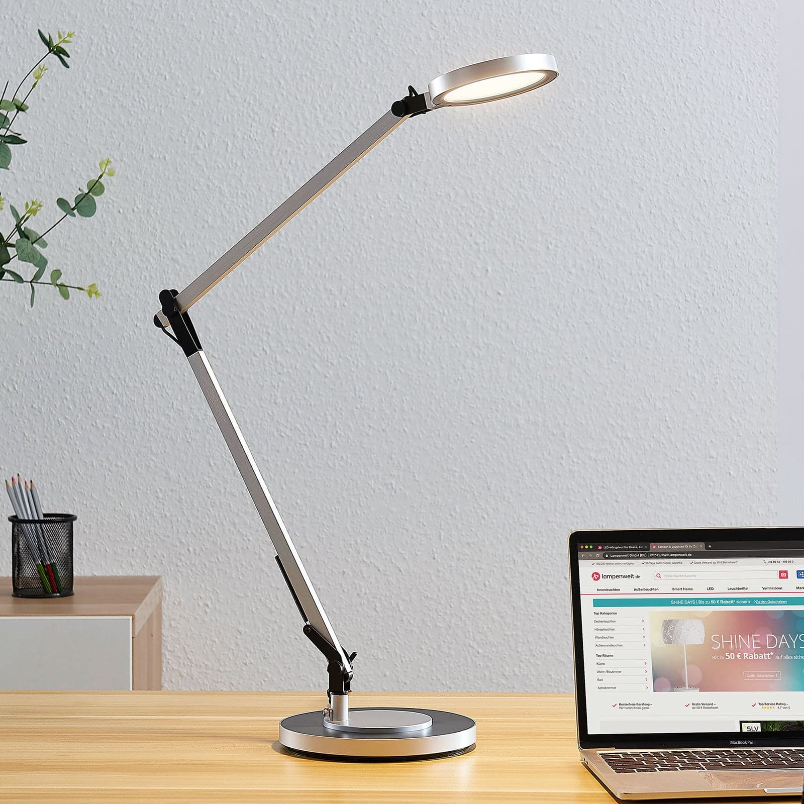 Rilana LED Bordlampe Dim. Silver/Black - Lindby - Arbeidsrom / kontor - Moderne - Metall - Med en lyskilde
