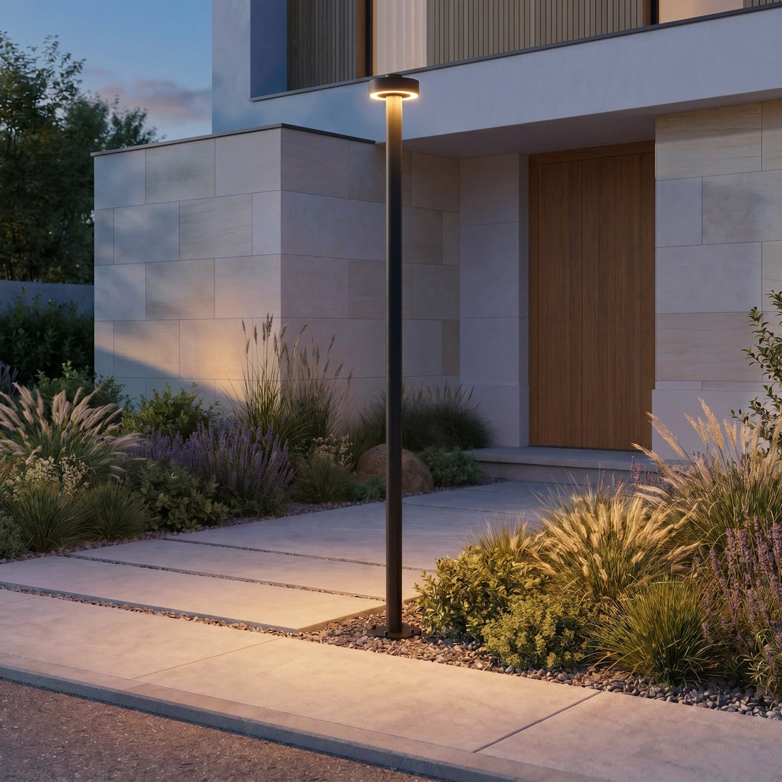 LED-utelampe Nirella, høyde 200 cm, svart, metall, IP65, CCT – Lucande - Moderne - Med en lyskilde
