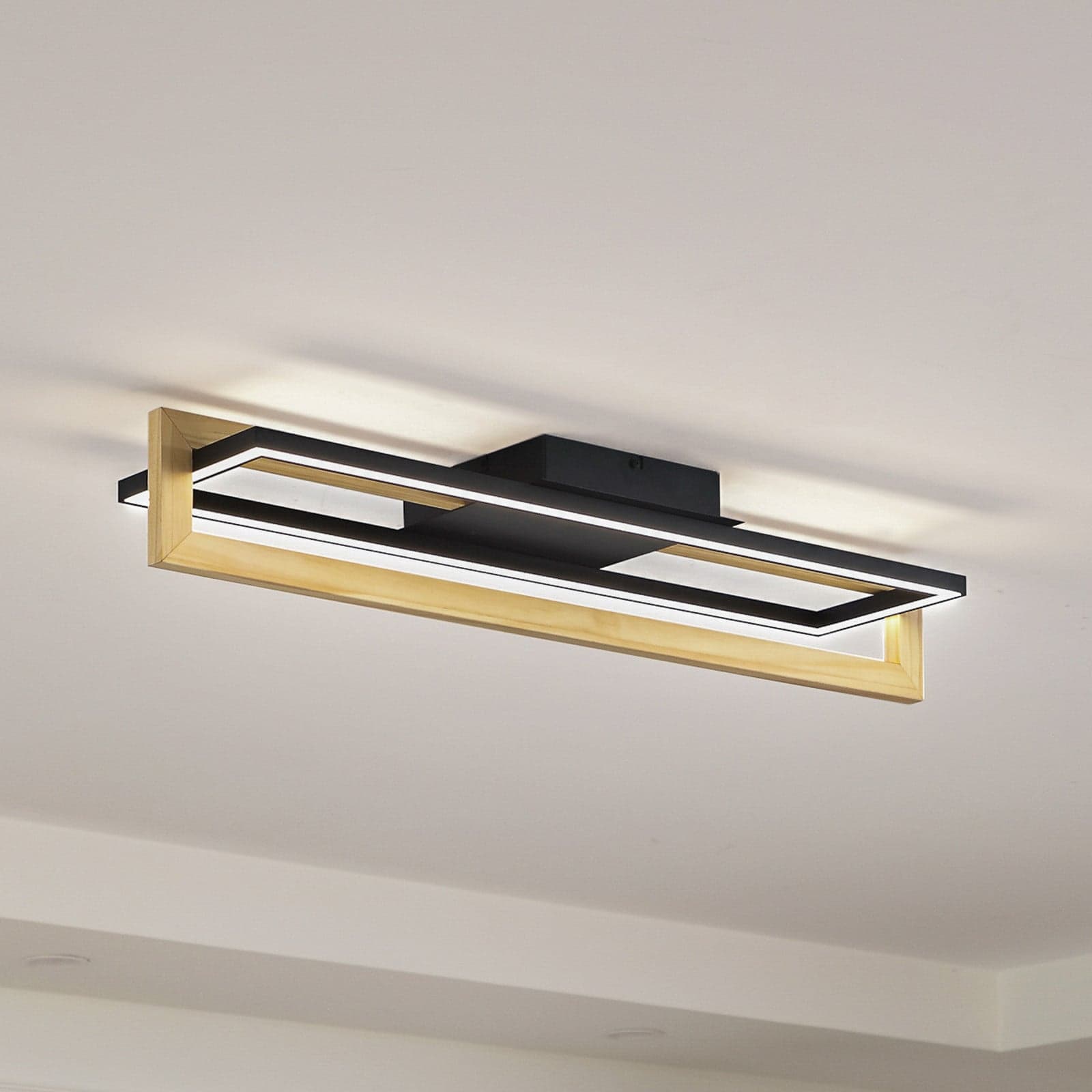 Holamu LED Taklampe L86 Svart/Tre - Lindby - Stue - Moderne - Aluminium - Kantet
