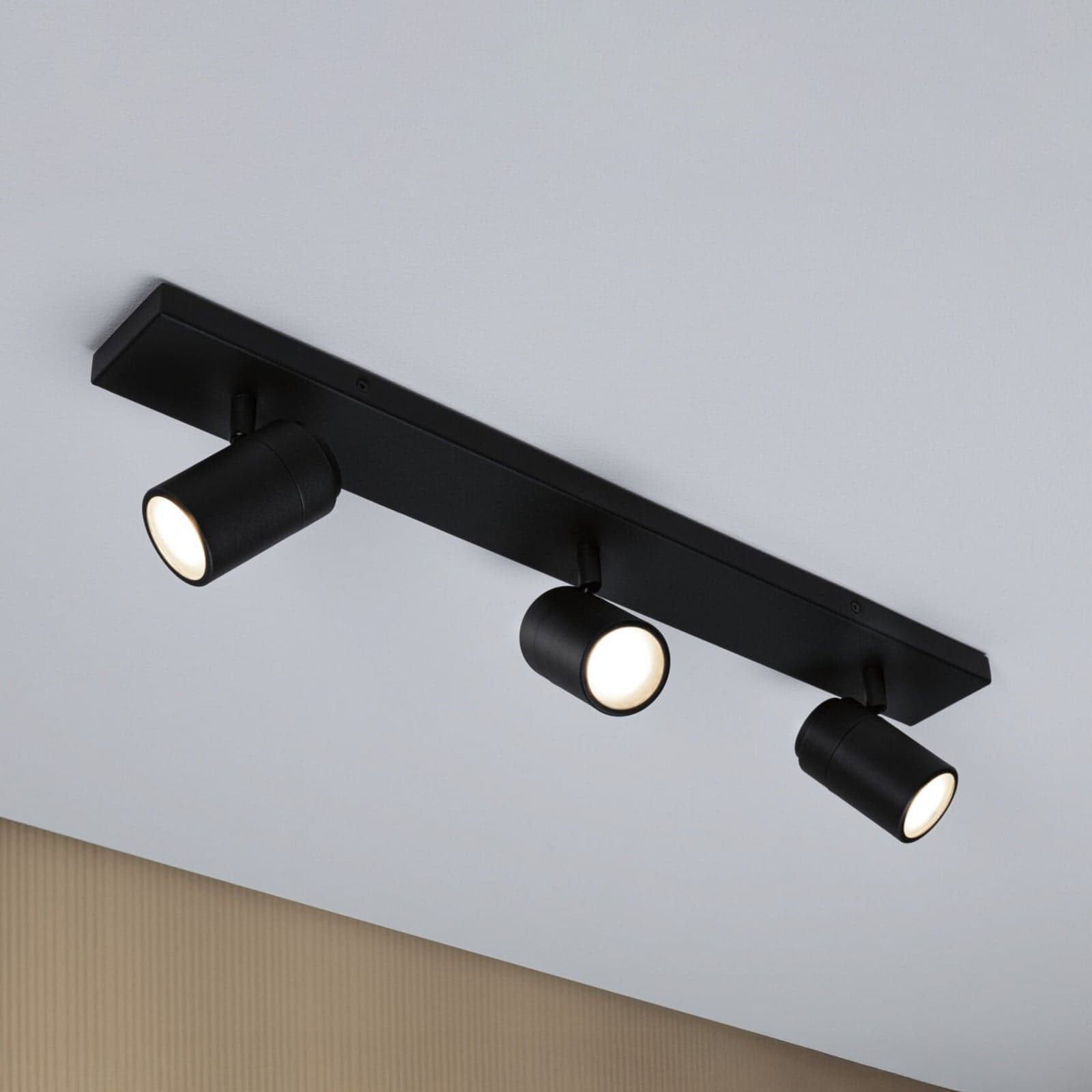 Downlight Zyli svart 60 cm, 3 lyskilder, IP44 – Paulmann - Bad - Moderne - Metall - Med flere lyskilder