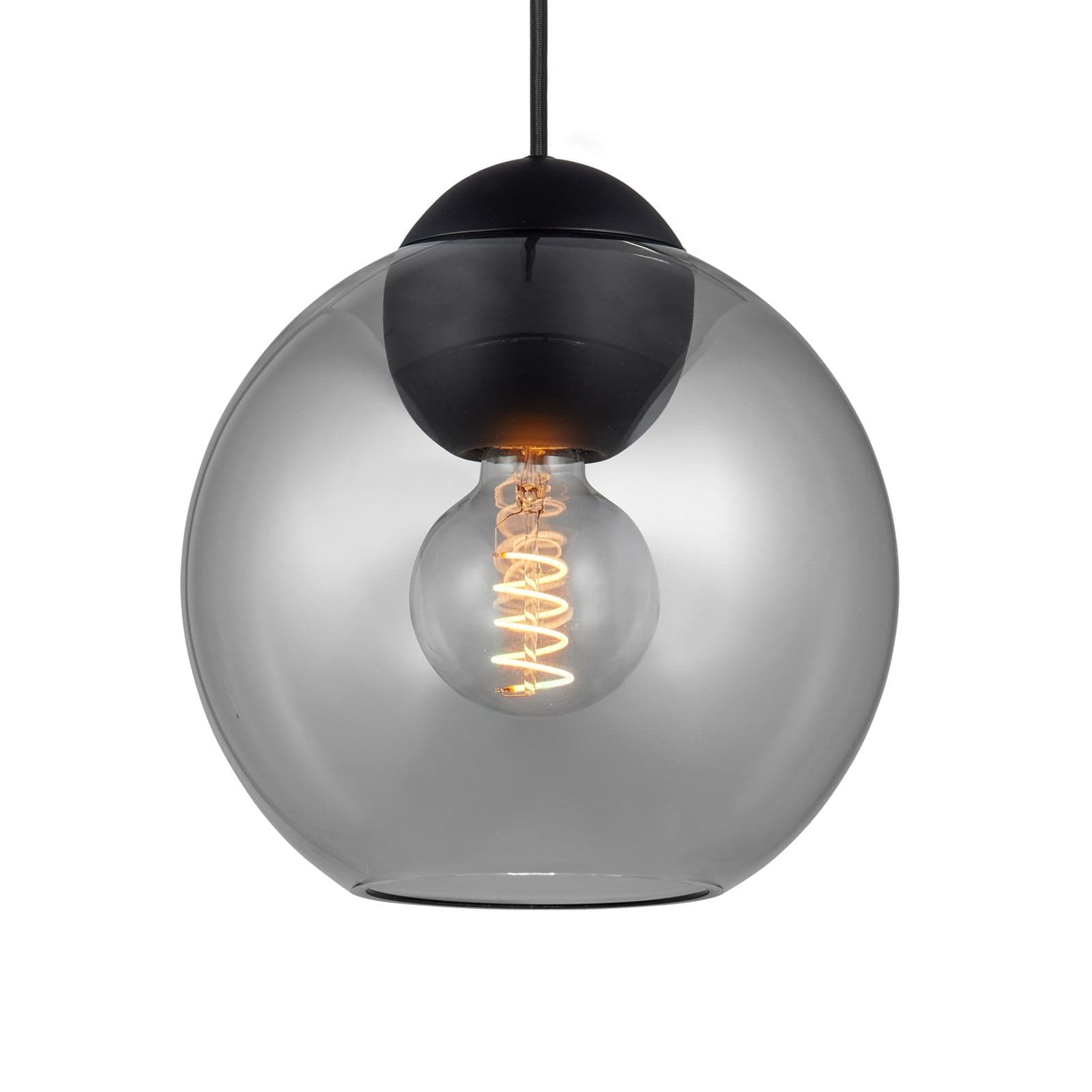 BUBBLES hengelampe, røykgrå, Ø 24 cm, glass, E27 – Halo Design - Stue - Med en lyskilde