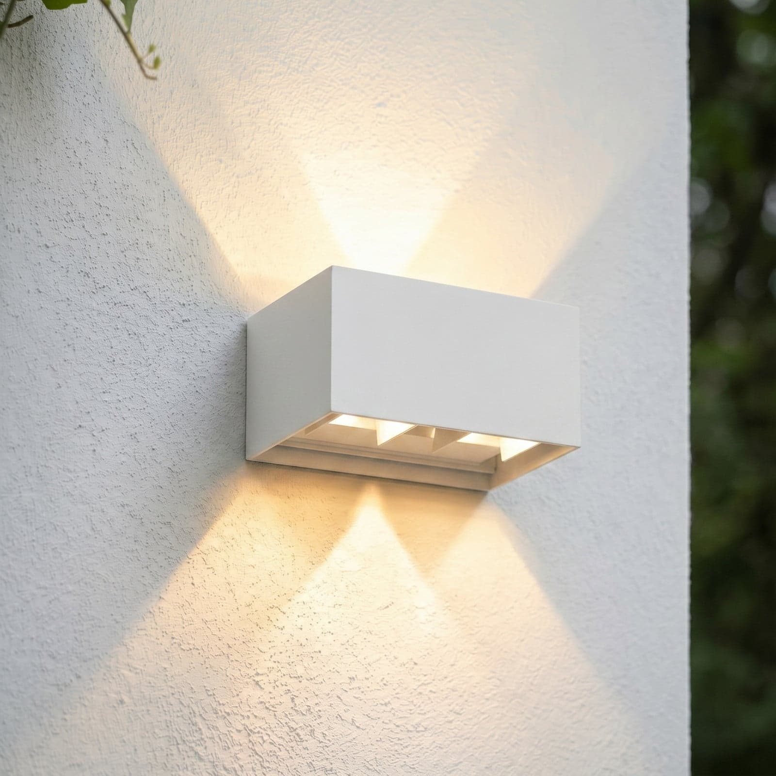 Nivar utendørs LED-vegglampe, kantet, hvit, 20 cm, IP54 – Lindby - Moderne - Metall