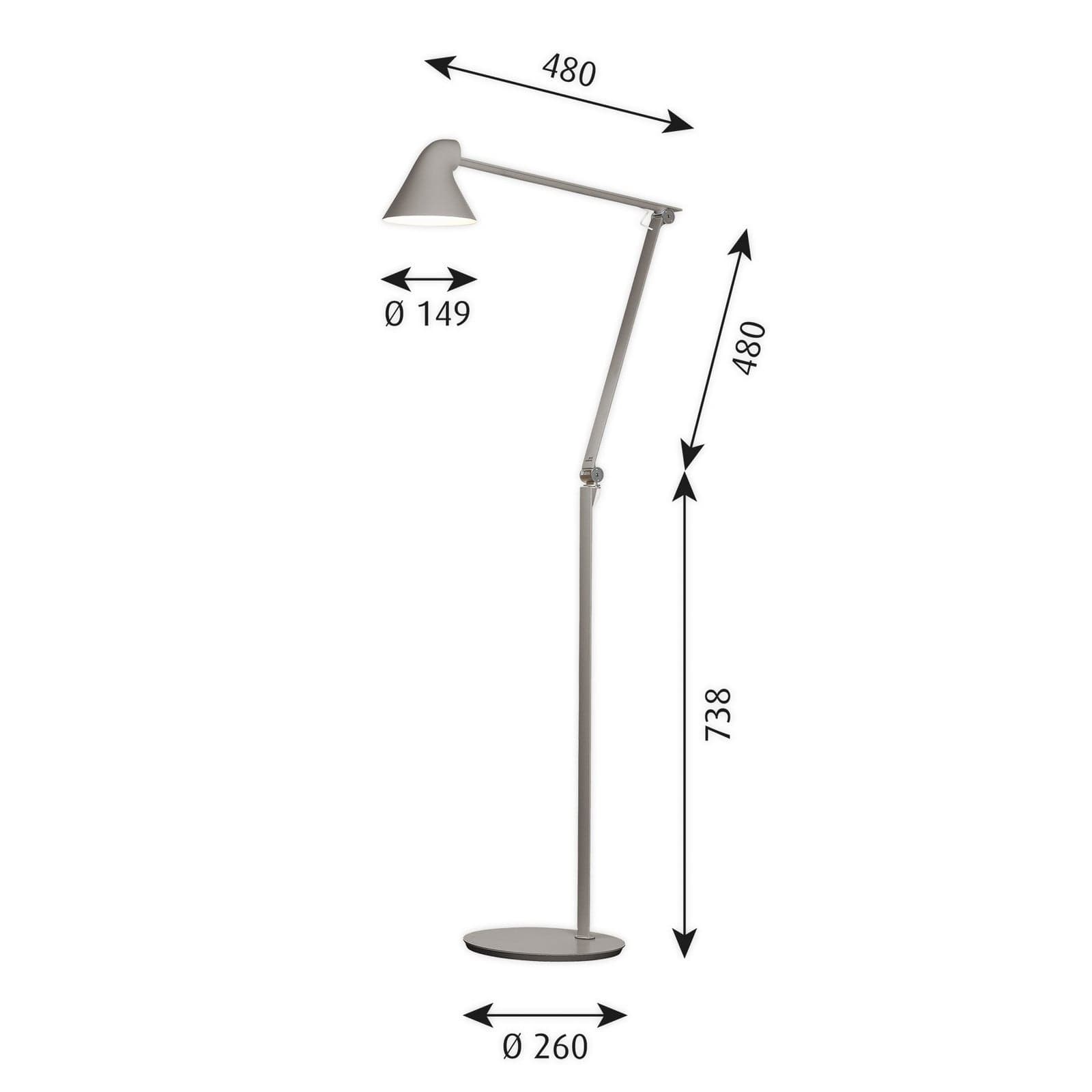 NJP Gulvlampe Lys Grå - Louis Poulsen - Stue - Design - Metall - Med skjerm
