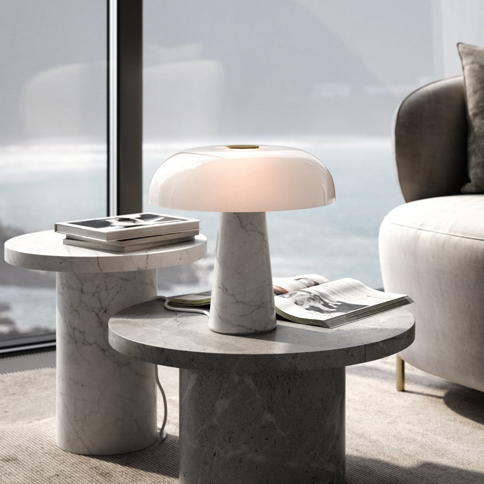 Glossy Bordlampe Hvit - DFTP DFTP by Nordlux - Stue - Design - Stein - Med skjerm