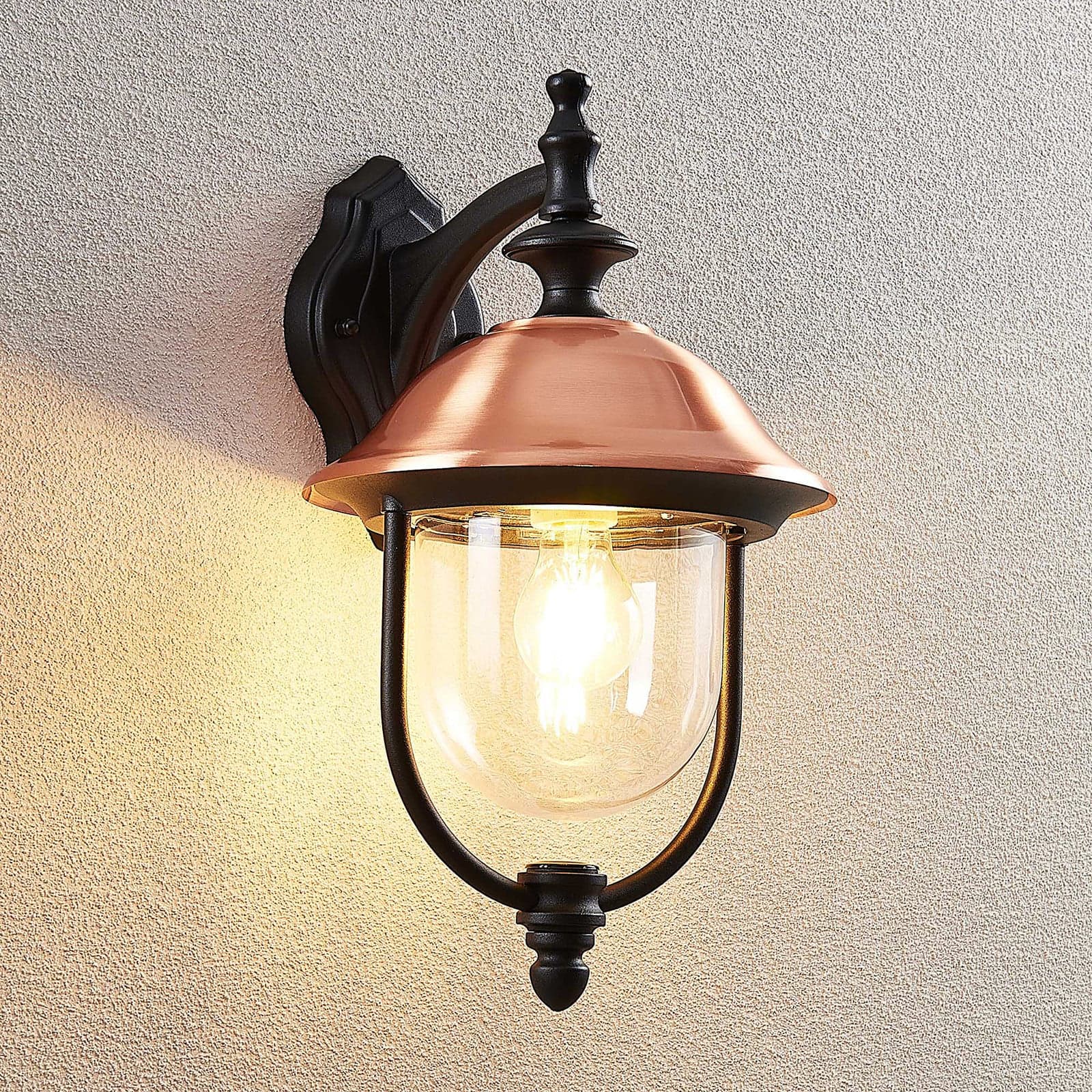 Lindby utendørs vegglampe Clint, hengende, saltvannsresistent, E27 - Balkong - Vintage - Aluminium - Med en lyskilde