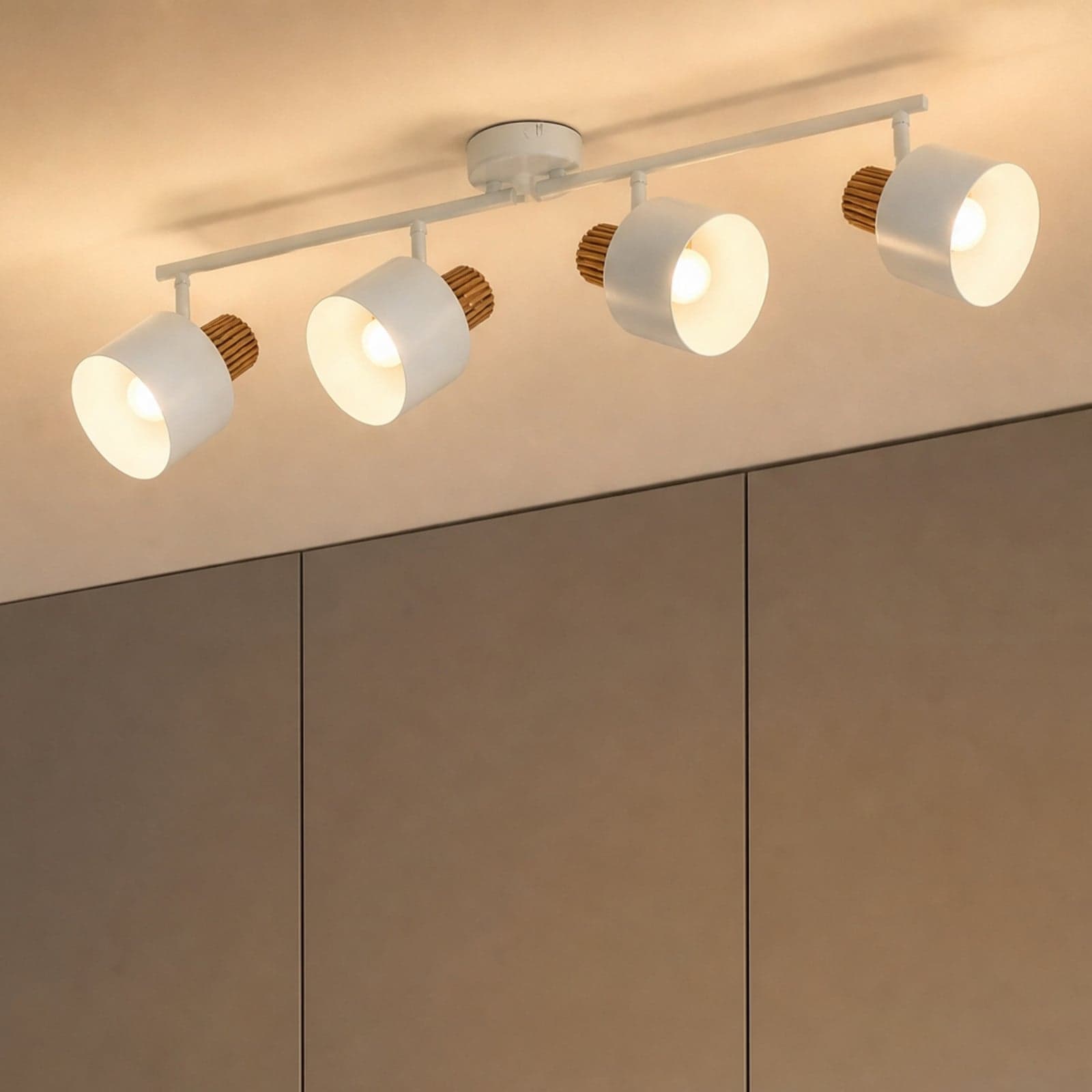 Lenja downlight, E14, beige, 4 lyskilder, metall – Lindby - Stue - Moderne - Med flere lyskilder