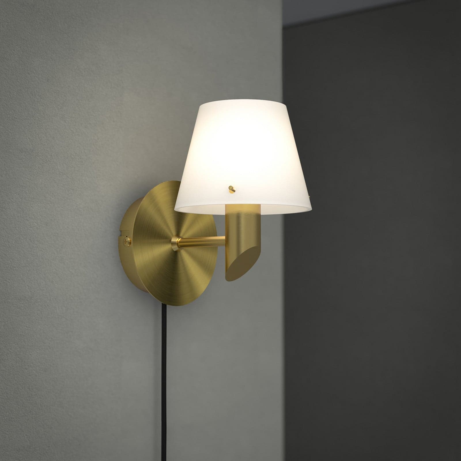Gil vegglampe, messingfarget, Ø 10 cm, stikkontakt - Herstal - Stue - Design - Metall - Med en lyskilde