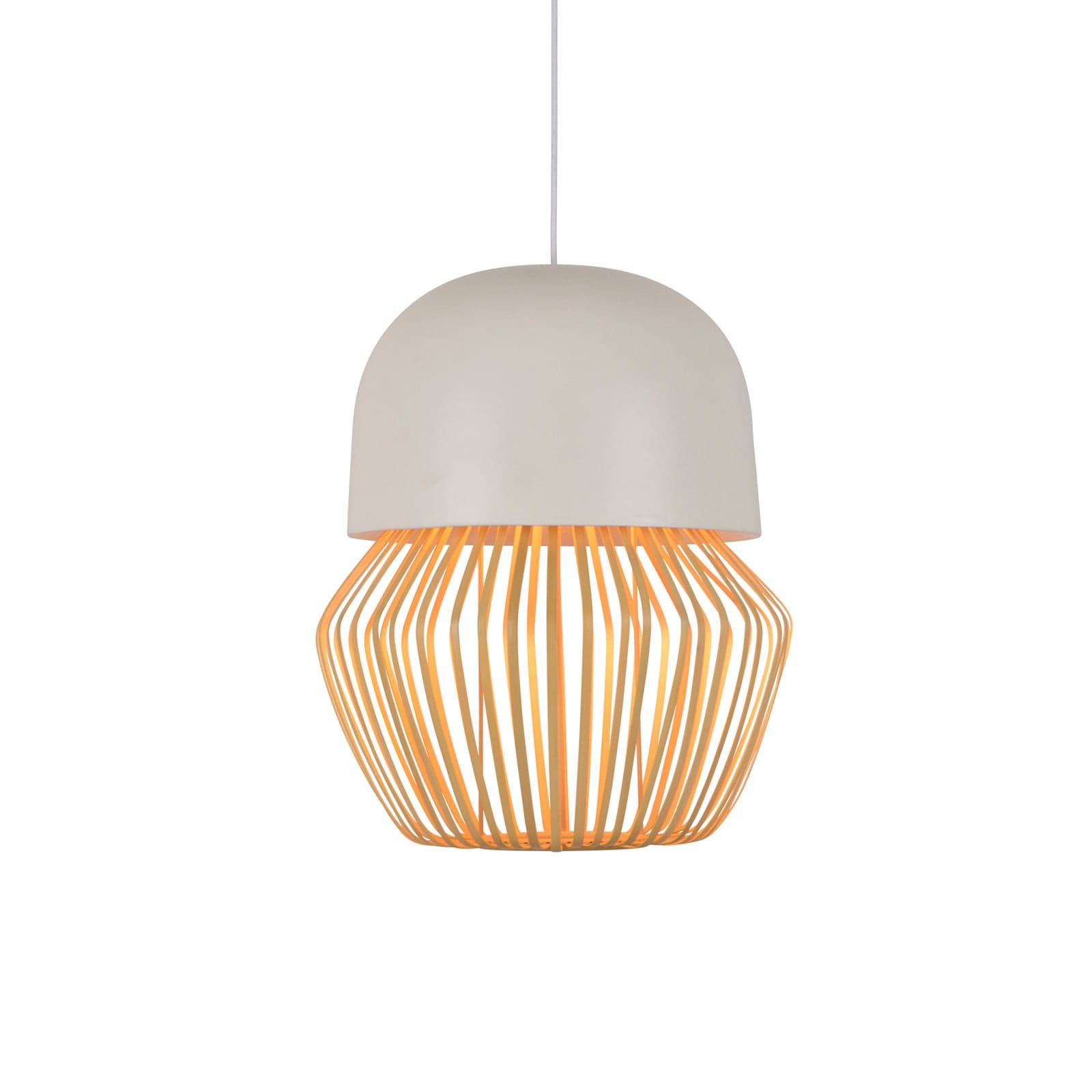 Anemos S hengelampe, hvit, Ø 35 cm - Forestier - Spisestue - Design - Bambus - Med en lyskilde
