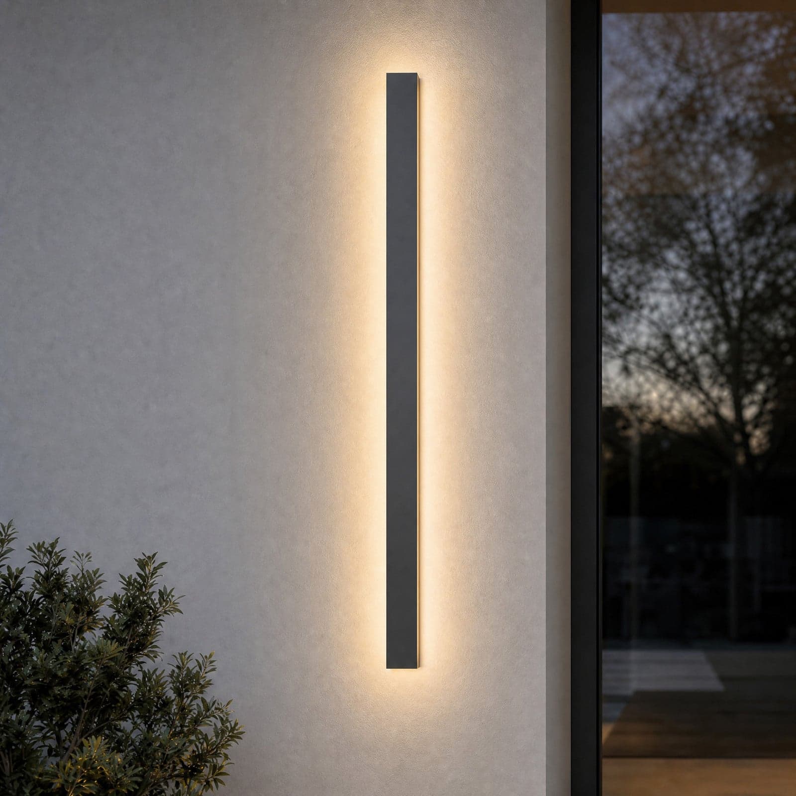 Lengo utendørs LED-vegglampe, 3 000 K, antrasitt, 100 cm, opp/ned - Lucande - Moderne - Aluminium - Kantet