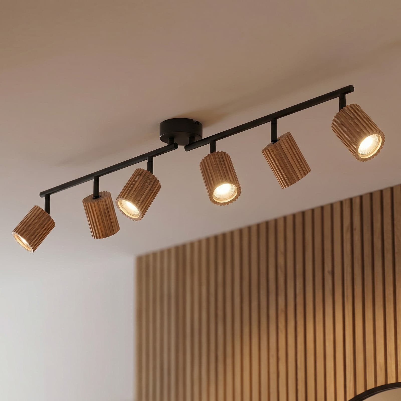 Stralino downlight, 6 lyskilder, lengde 102 cm, tre – Lindby - Entré - Moderne - Med flere lyskilder