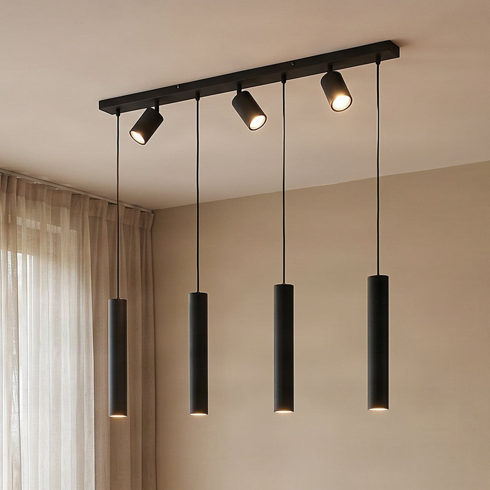 Sanad pendellampe L100 Sand Black - Lindby - Stue - Moderne - Metall - Med flere lyskilder
