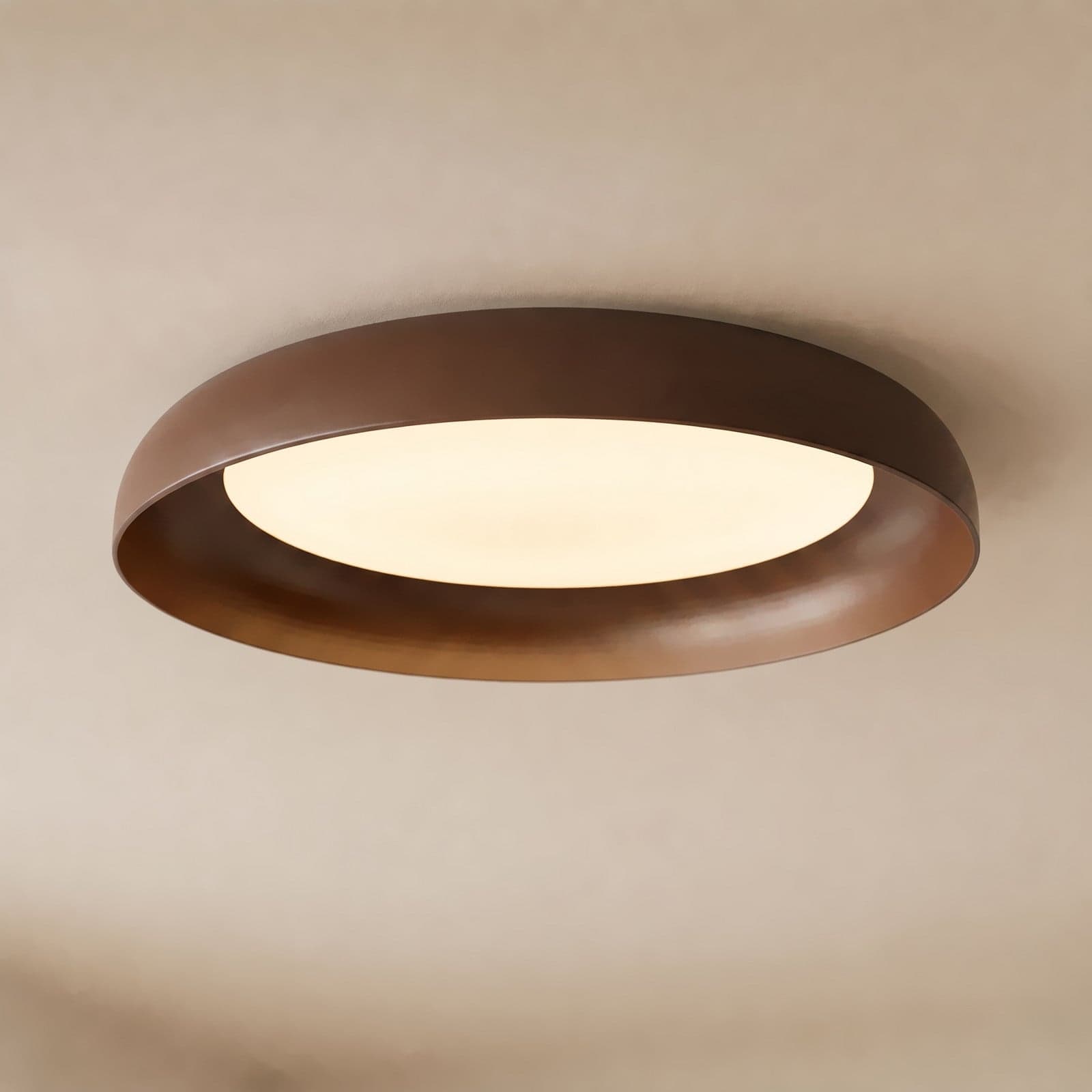 Florie LED-taklampe, brun, metall, Ø 40 cm – Lindby - Stue - Moderne - Plast - Plafond
