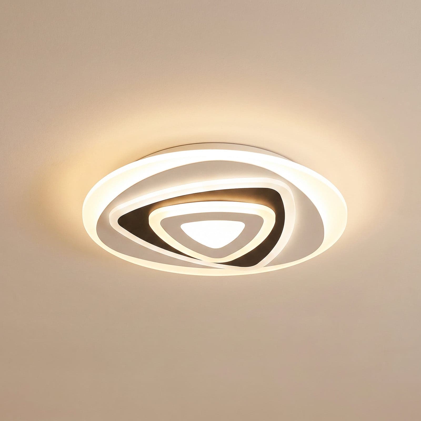Rebeka LED-taklampe, hvit/antracitt – Lindby - Stue - Moderne - Plast - Rund