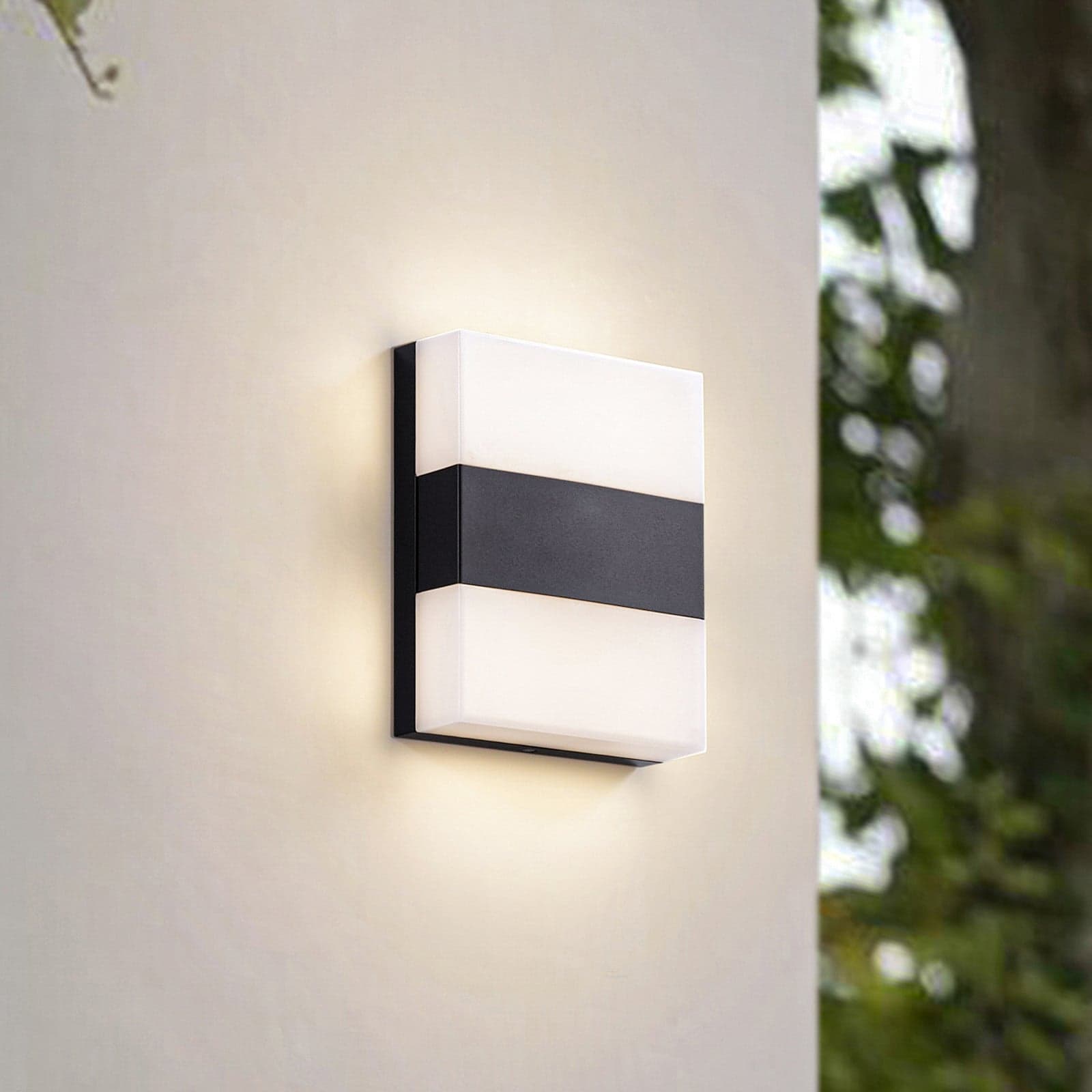 Teekon utendørs LED-vegglampe, 20 cm, IP44, antrasitt - PRIOS - Terrasse - Moderne - Rustfritt stål - Kantet