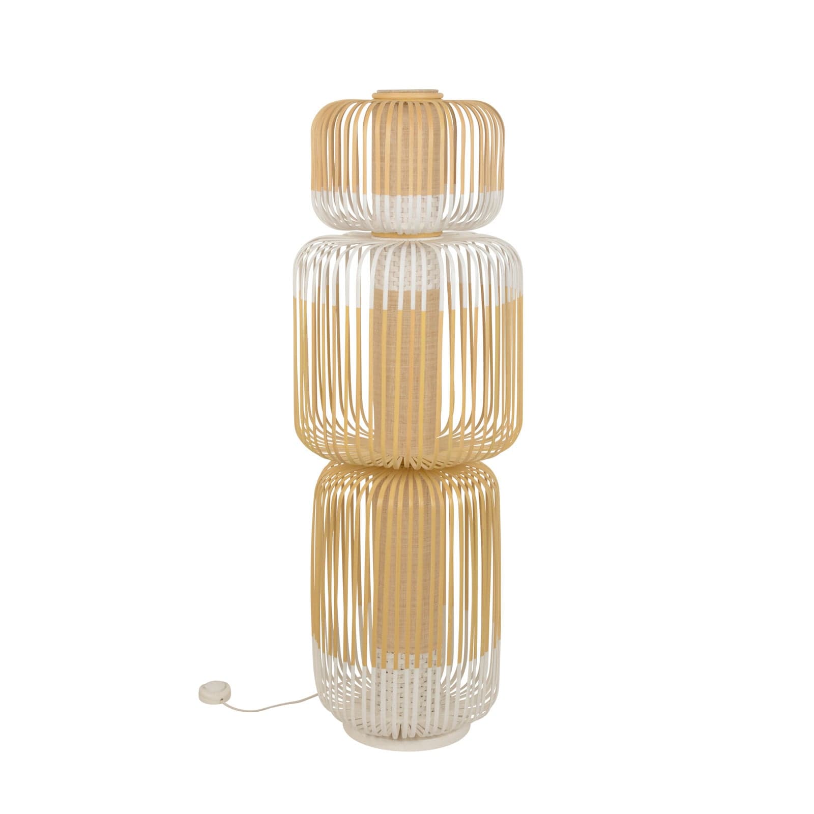 Bamboo Totem gulvlampe, hvit, høyde 118 cm, E27 - Forestier - Stue - Design - Bambus - Med flere lyskilder