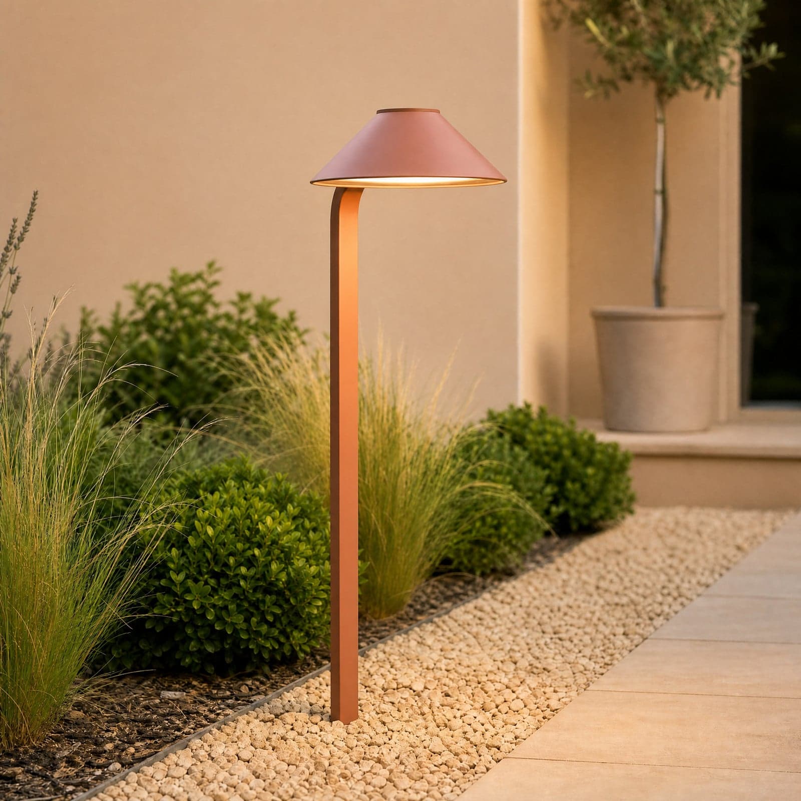 Capelo LED-lampe med jordspyd, leirefarget, høyde 78 cm, IP65 – Lindby - Moderne - Aluminium - Med en lyskilde