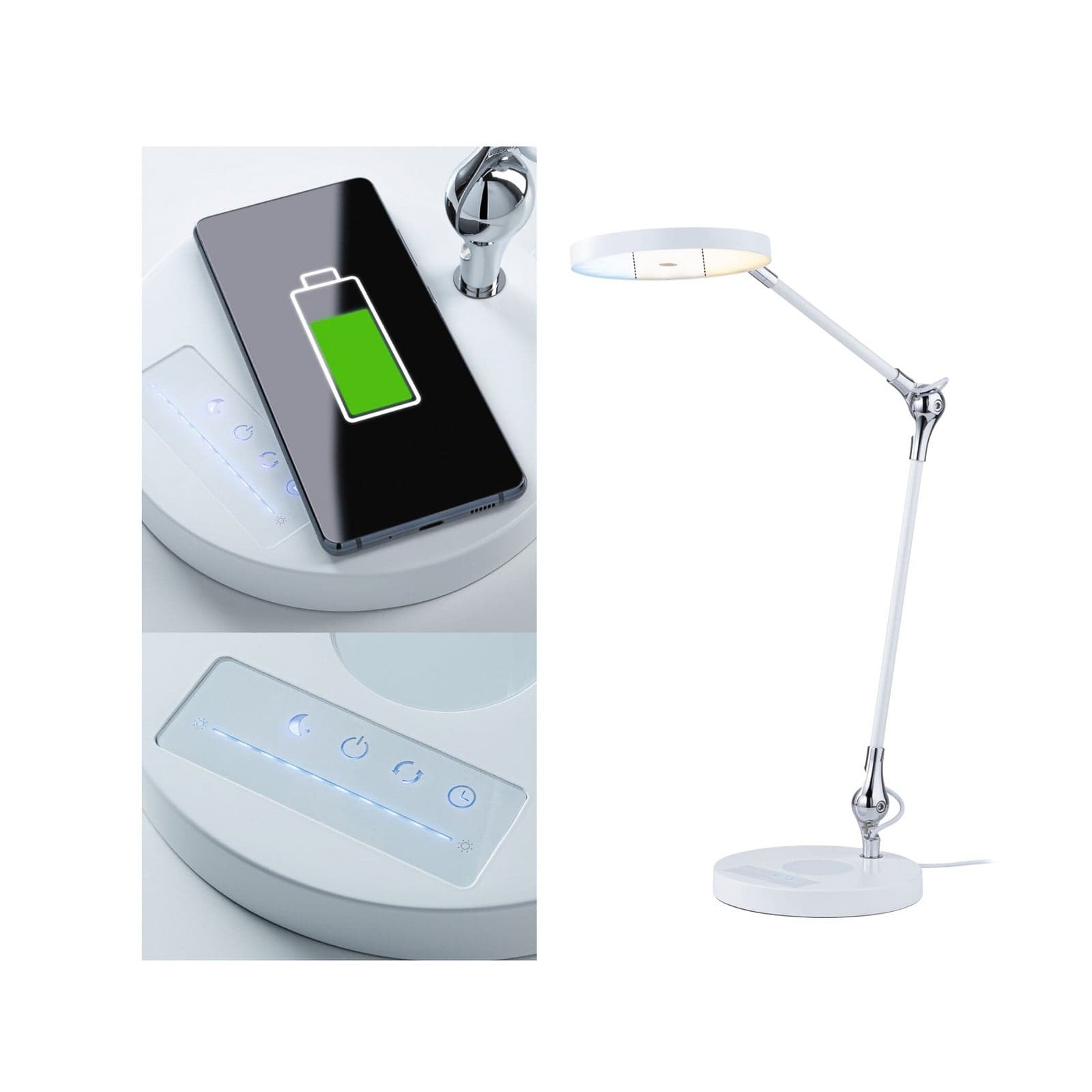 Numis Qi Bordlampe w/Qi Wireless Charging Hvit - Paulmann - Arbeidsrom / kontor - Moderne - Metall - Med en lyskilde
