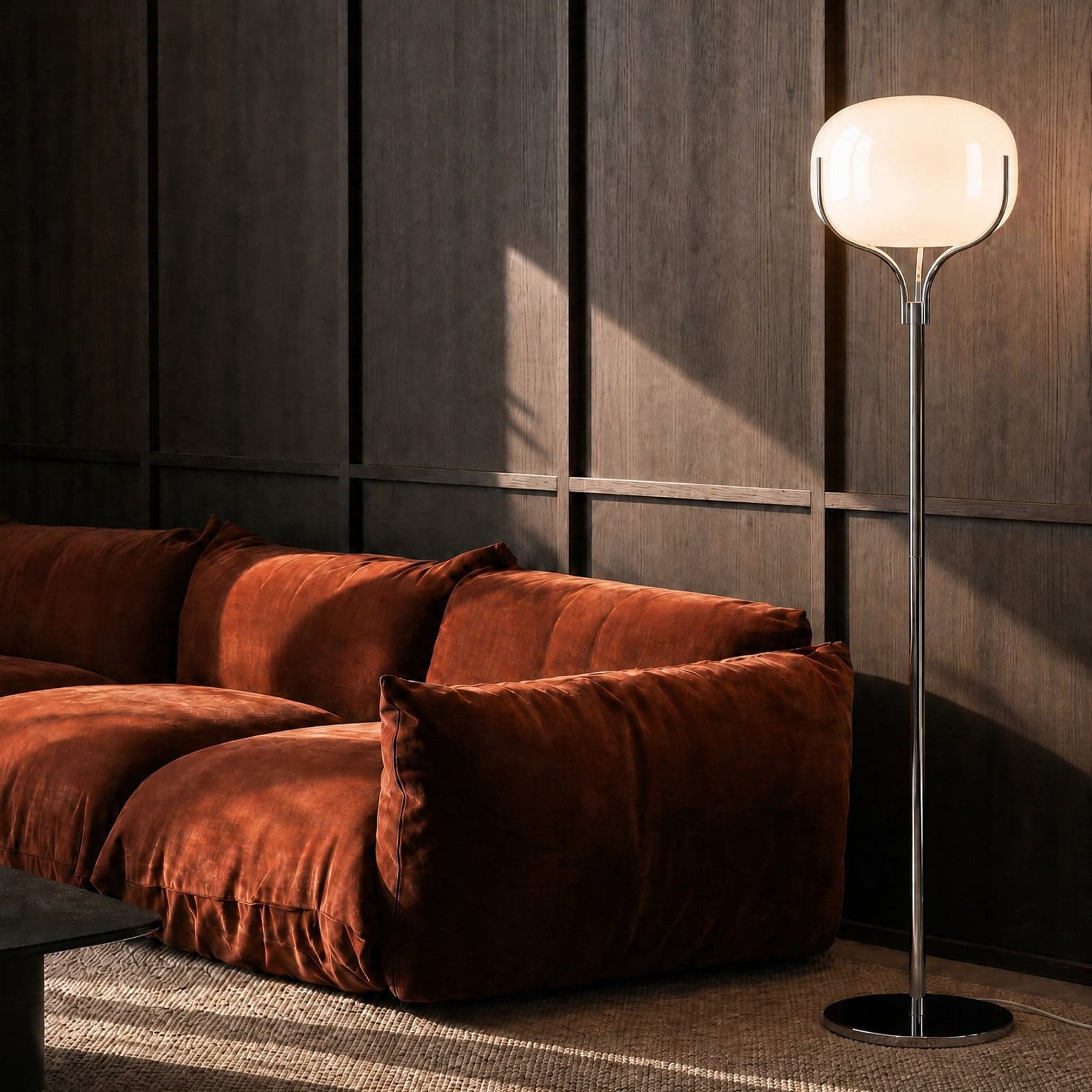 Christo gulvlampe, høyde 160 cm, krom/hvit, glass – Lucande - Stue - Design - Med skjerm