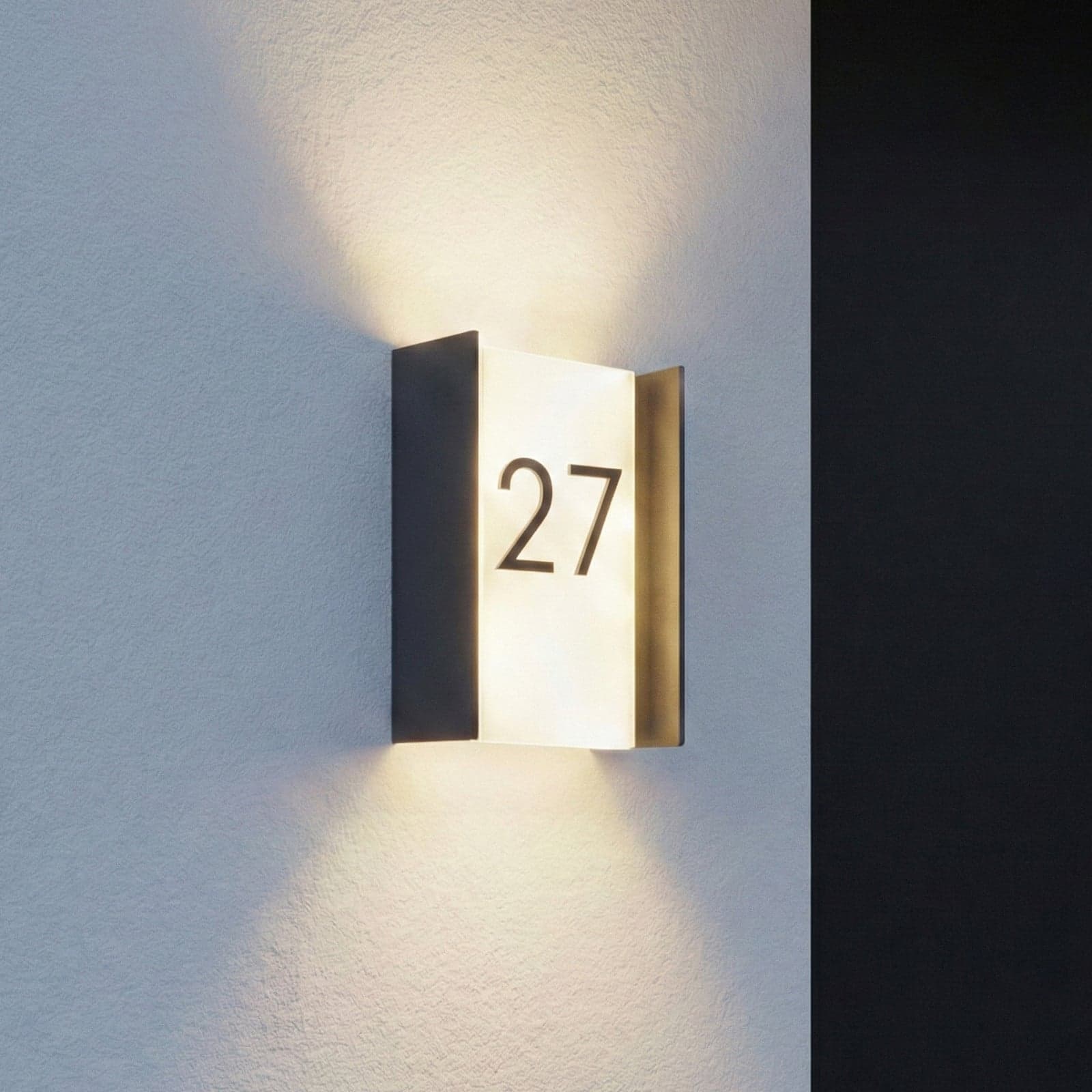 Selqa utendørs LED-vegglampe, antrasitt, IP65, husnummer - Lindby - Balkong - Moderne - Metall - Kantet