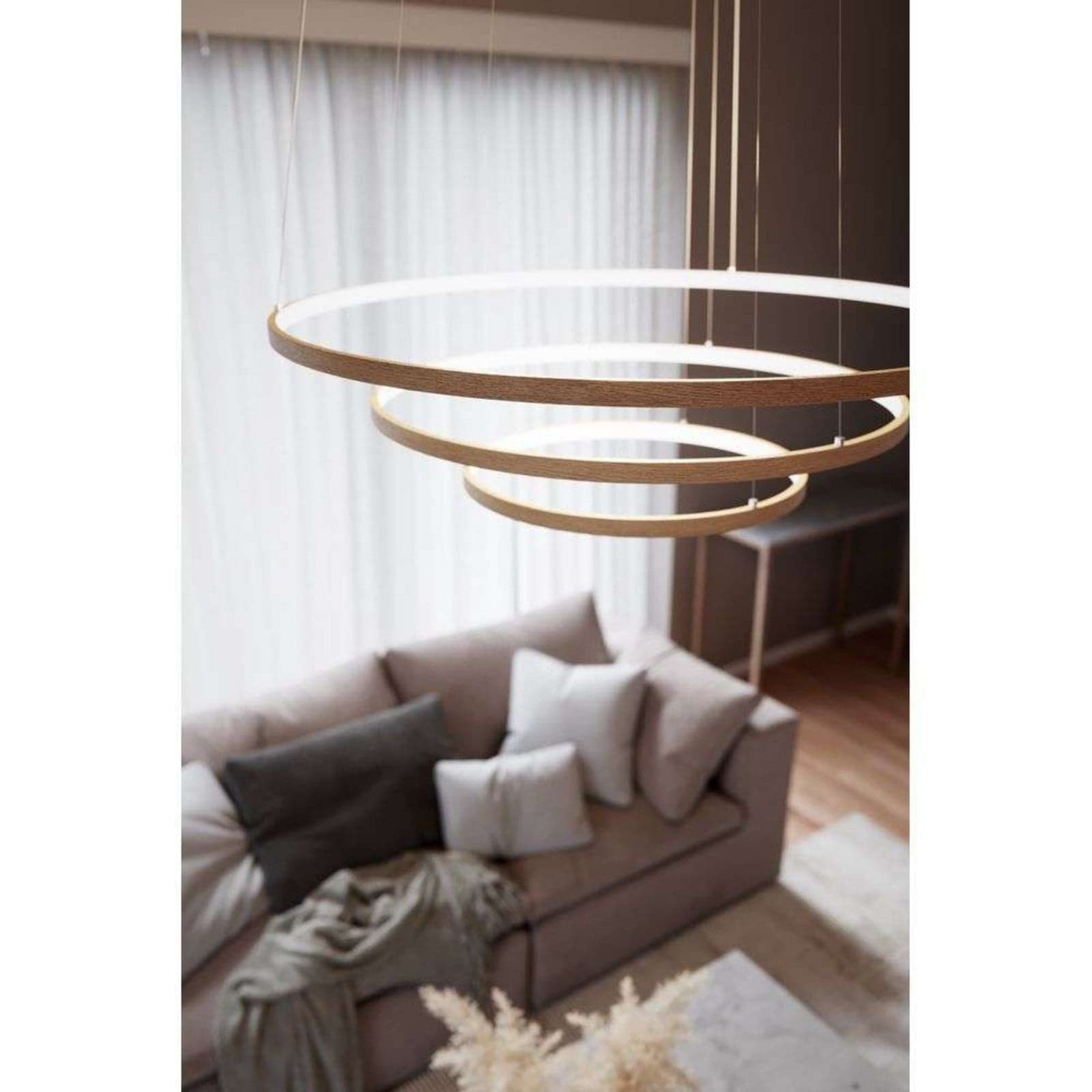 Trione LED-pendellampe, natur, Ø 80 cm, tre - By Rydéns - Stue - Moderne - Med en lyskilde
