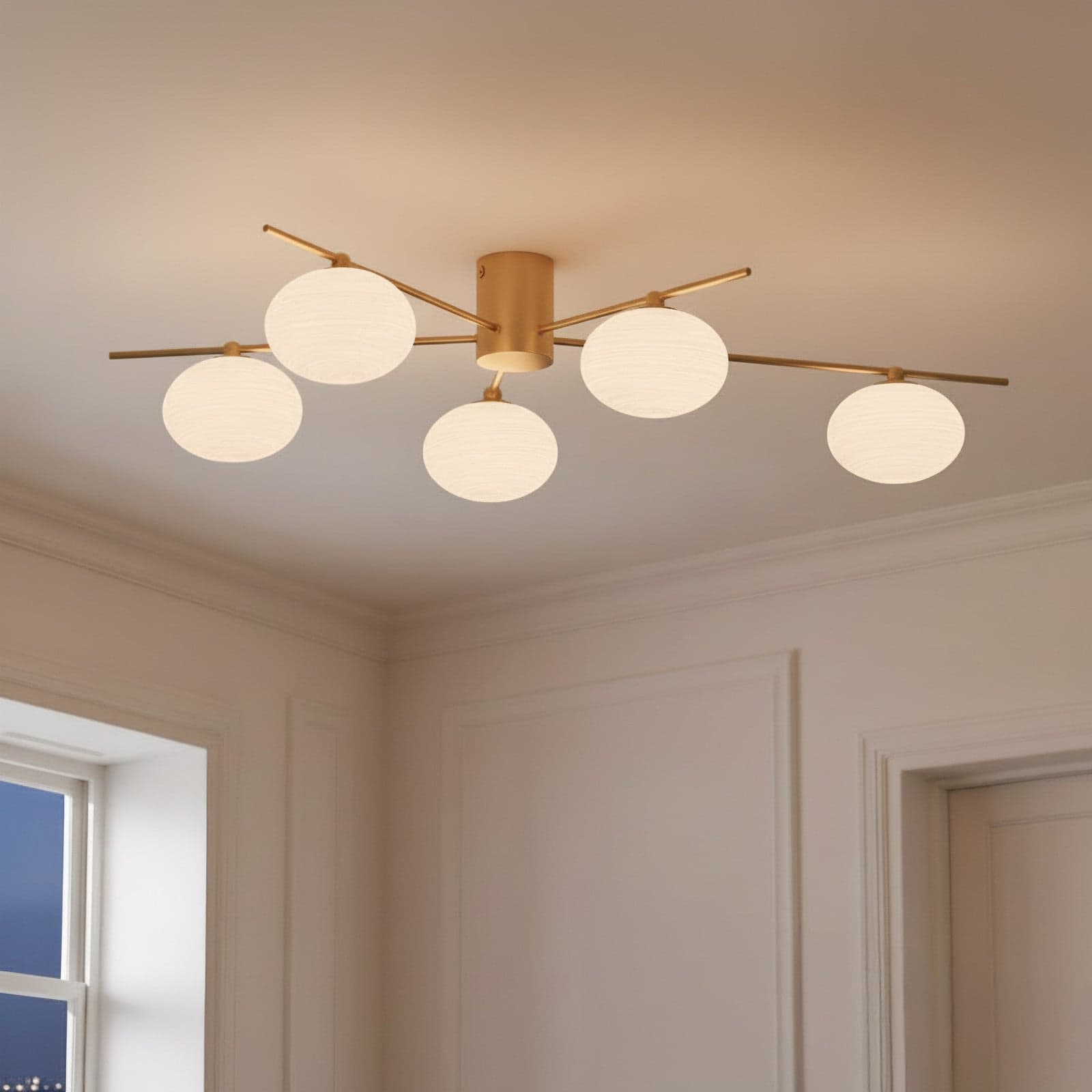 Valisa 5 Taklampe Guld - Lindby - Stue - Glass - Med flere lyskilder