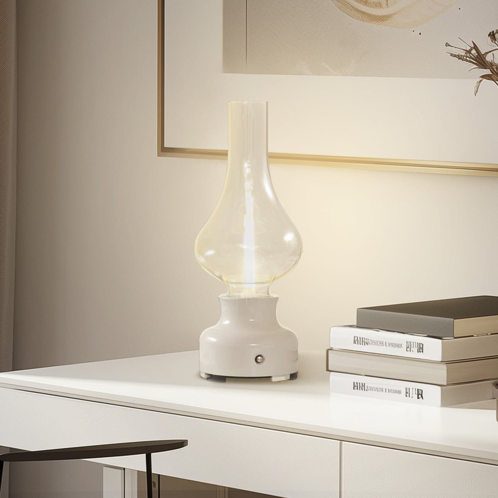 Mist Portable bordlampe hvit/gjennomsiktig - Nola - Stue - Industriell - Glass - Med en lyskilde