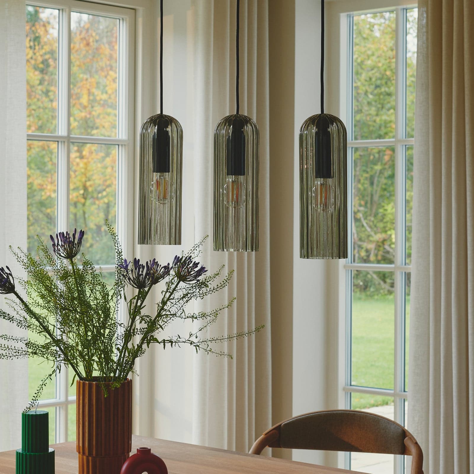 Miella 3 Pendel Rail Smoke - Nordlux - Spisestue - Glass - Med flere lyskilder