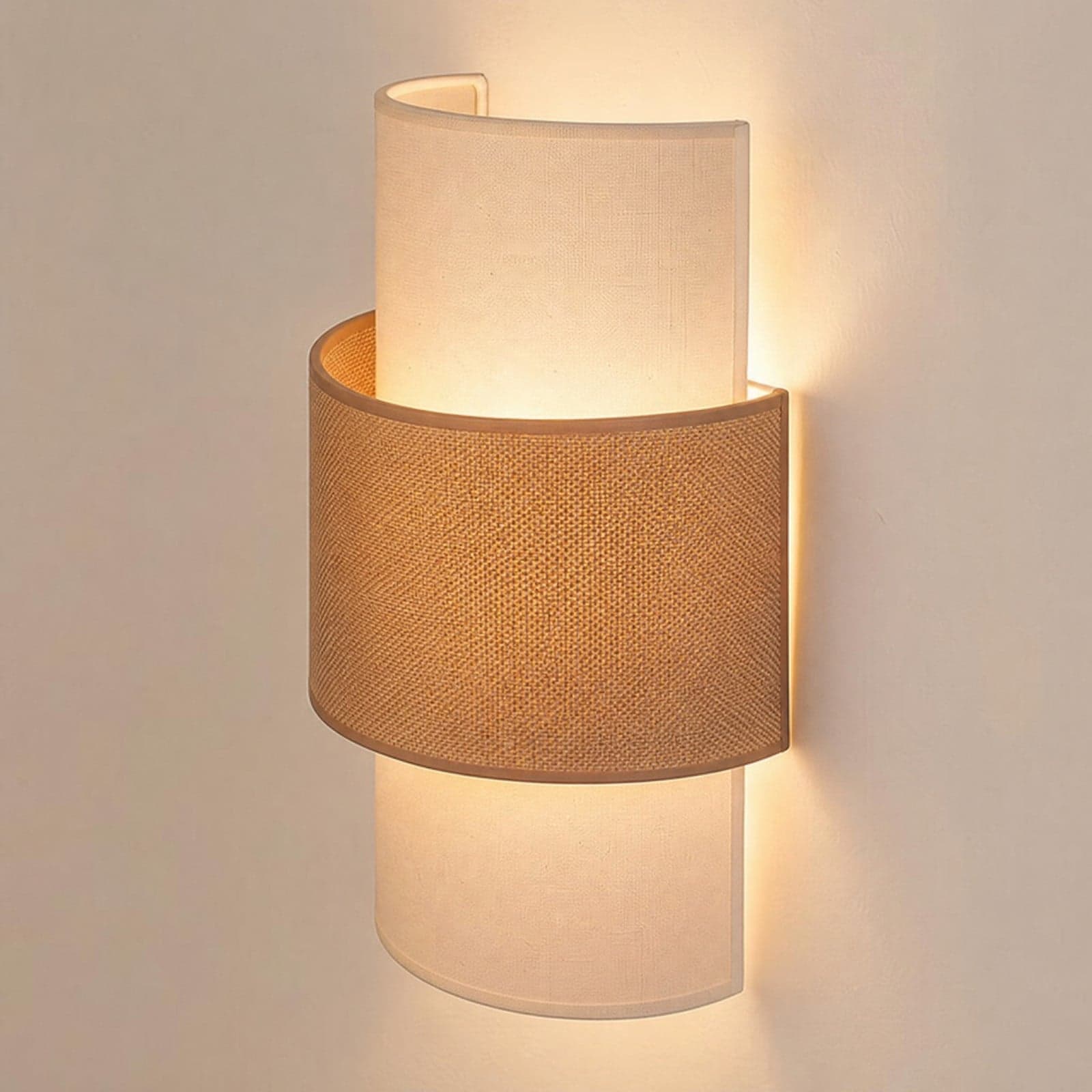 Nature vegglampe, krem/jute, høyde 41 cm, opp/ned – Duolla - Stue - Boho - Stoff / Tekstil - Med flere lyskilder