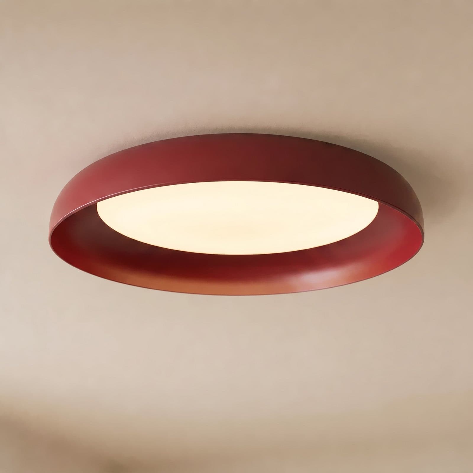 Florie LED-taklampe, rød, metall, Ø 40 cm – Lindby - Stue - Moderne - Plast - Plafond