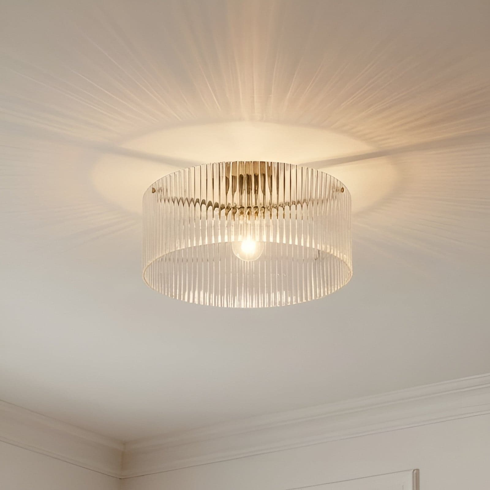 Meritt taklampe, messing/klar, Ø 40 cm, glass - Lucande - Stue - Moderne - Med en lyskilde