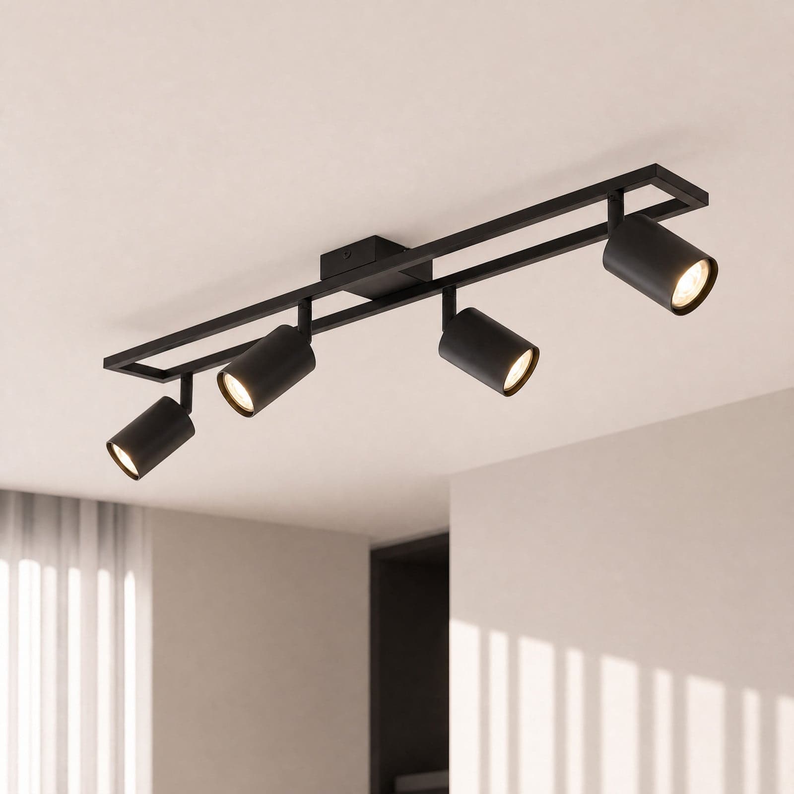 Bravius downlight, svart, 4 lyskilder, jern – Lindby - Stue - Metall - Med flere lyskilder