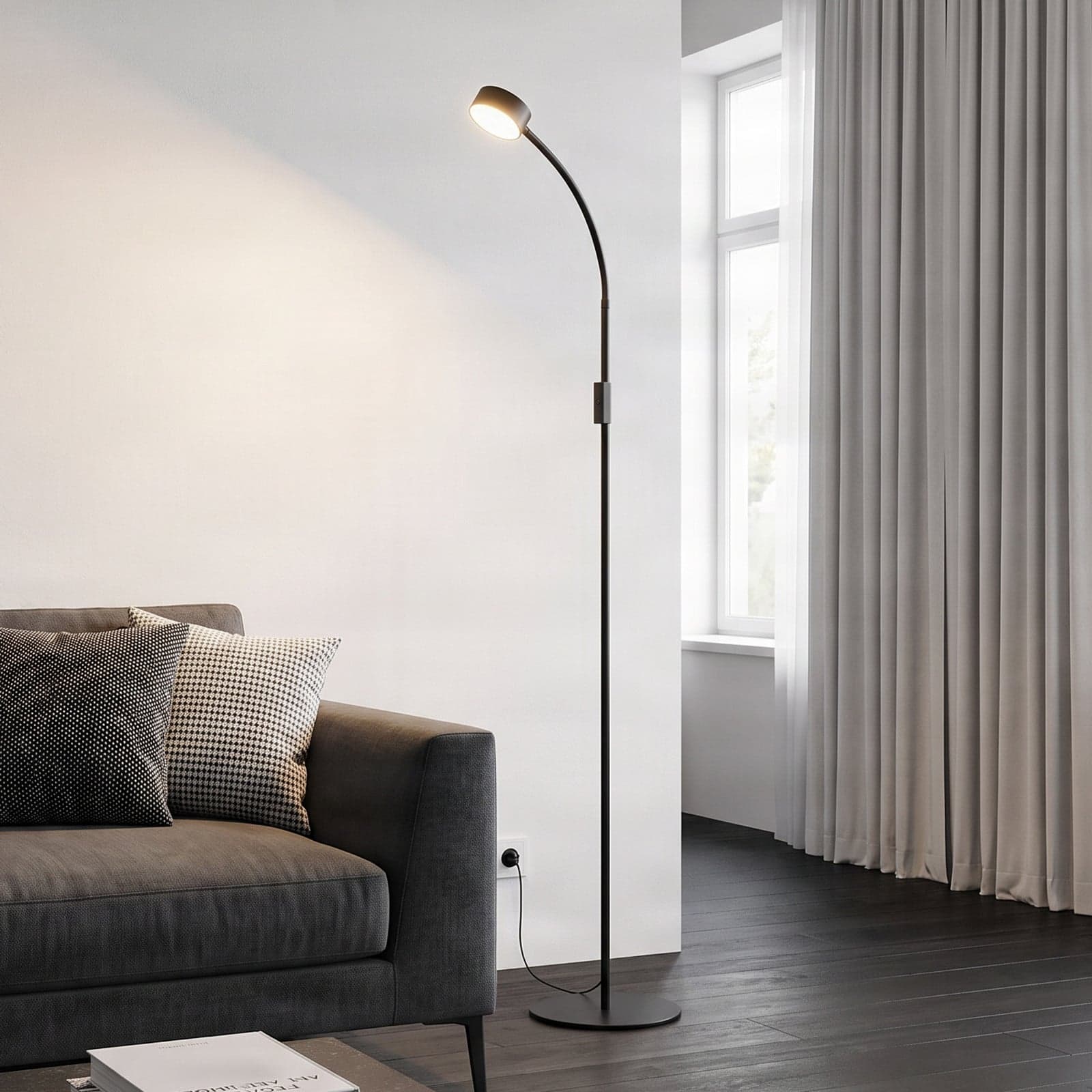 Maori LED gulvlampe svart - Lindby - Arbeidsrom / kontor - Moderne - Metall - Med en lyskilde