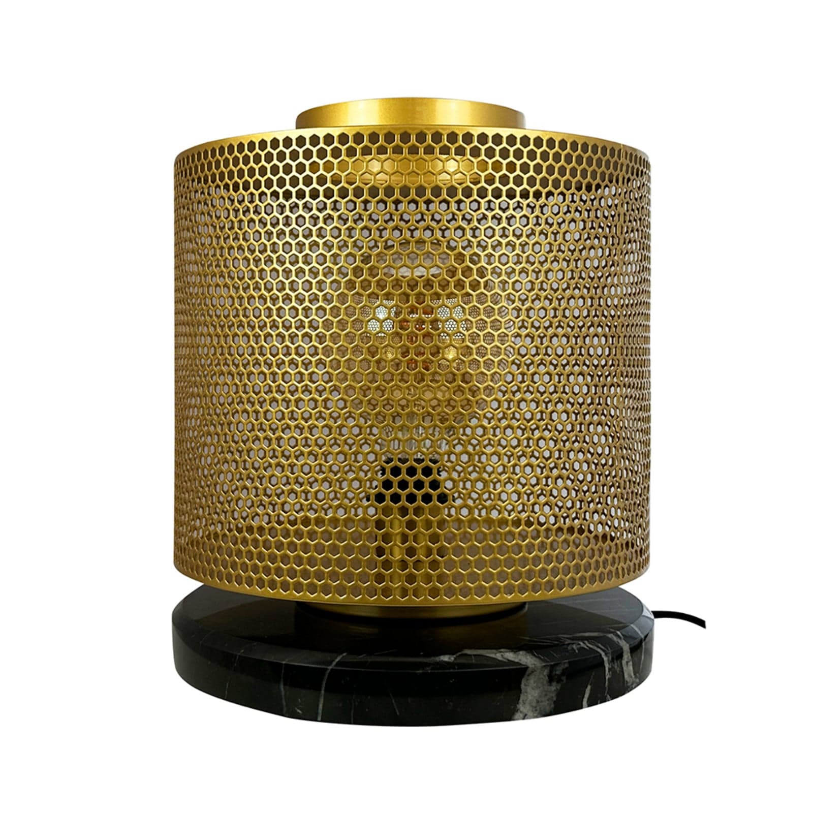 Nantes bordlampe, messing/marmor, Ø 30 cm - Dyberg Larsen - Stue - Skandinavisk - Med en lyskilde