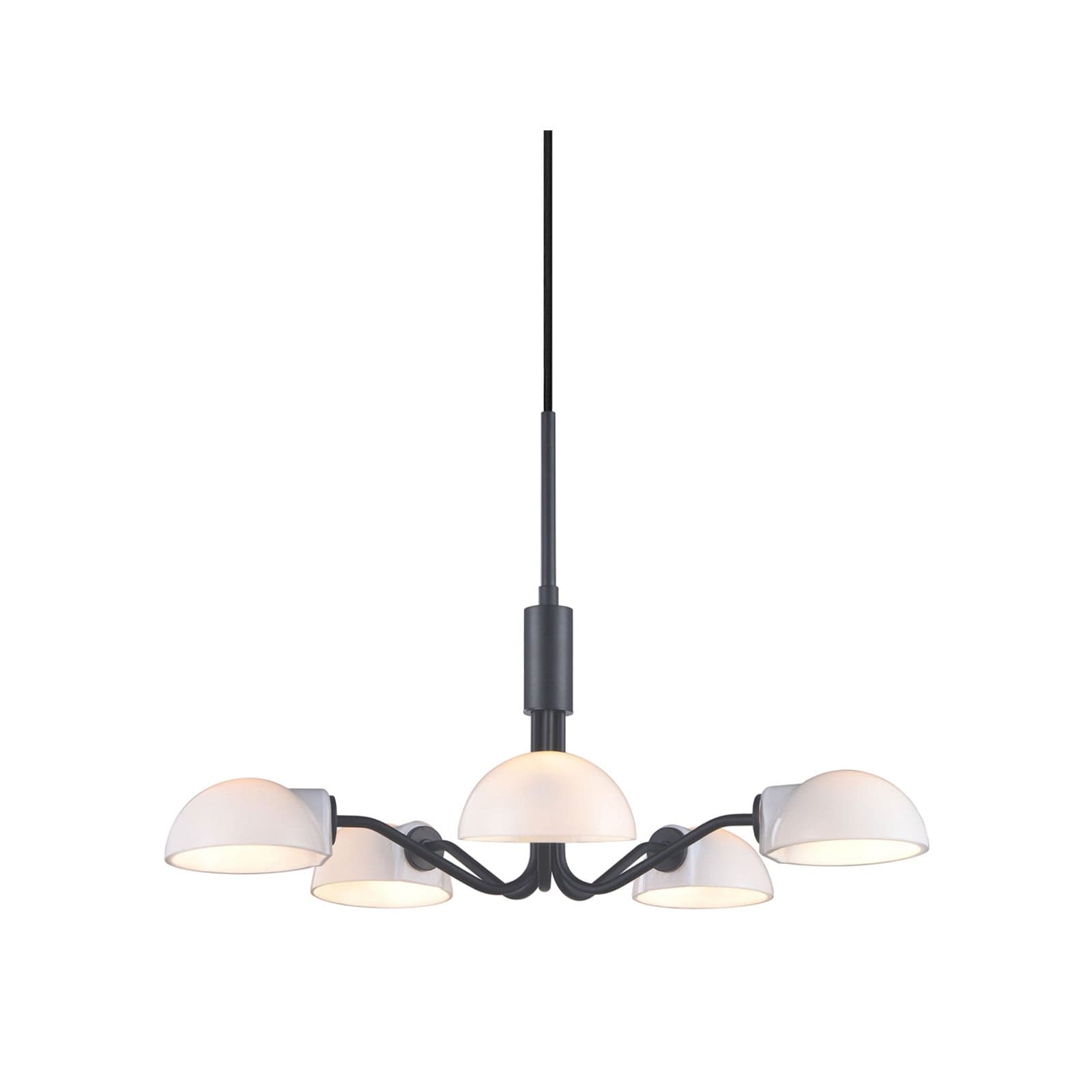 Kjøbenhavn lysekrone, svart/opal, Ø 50 cm – Halo Design - Stue - Metall - Med flere lyskilder