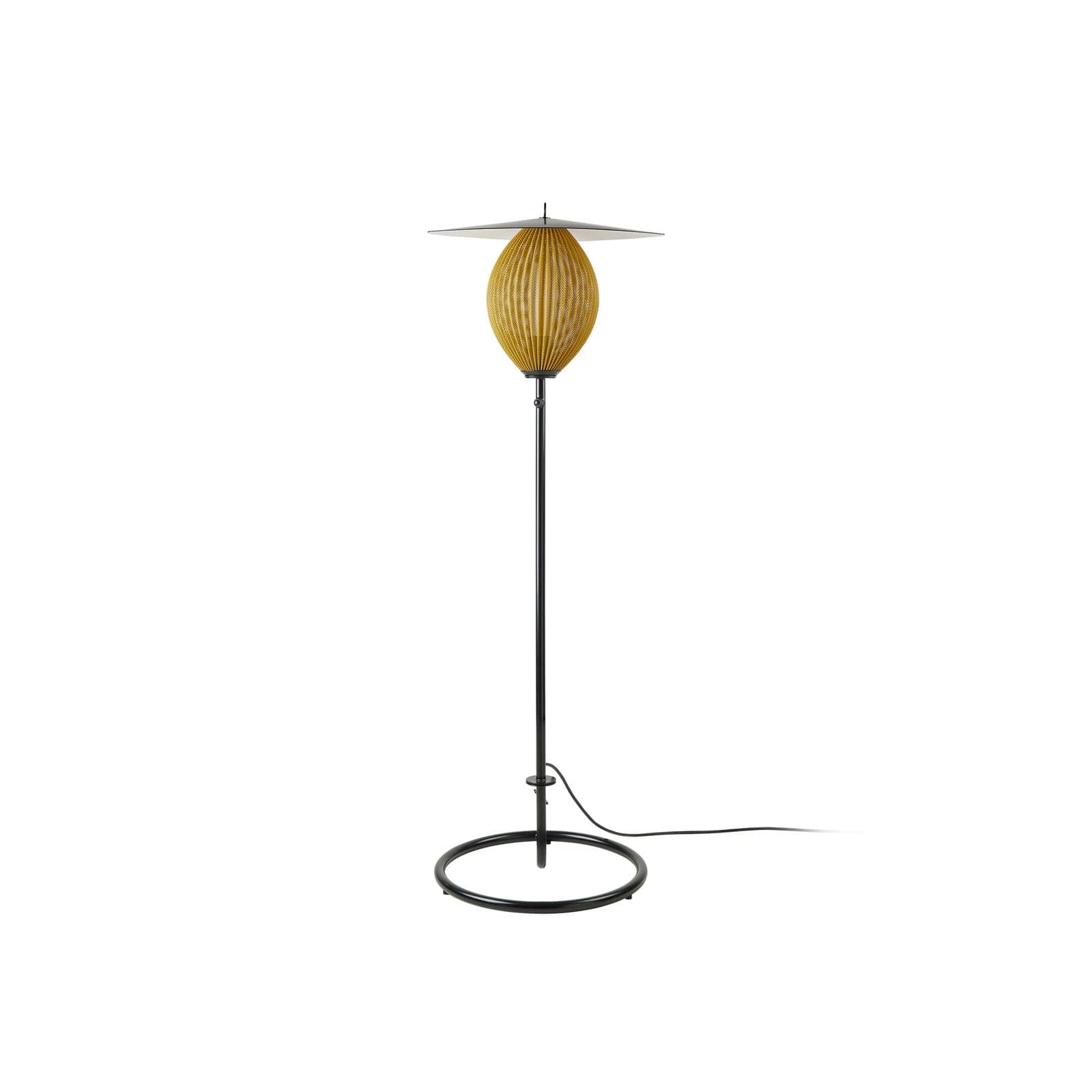 Satellite utendørs gulvlampe Mustard Gold/Black - Gubi - Balkong - Design - Rustfritt stål - Med en lyskilde