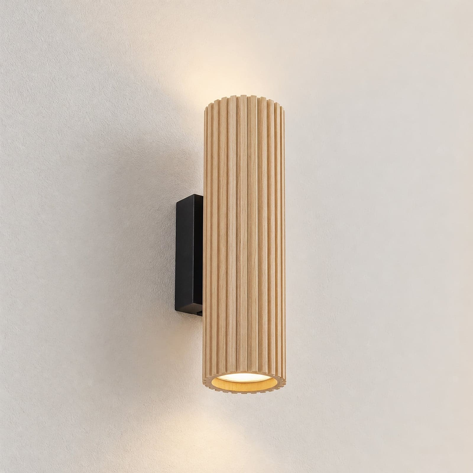 Stralino vegglampe, tre, høyde 22 cm, 2 lyskilder, GU10 – Lindby - Stue - Moderne - Med skjerm