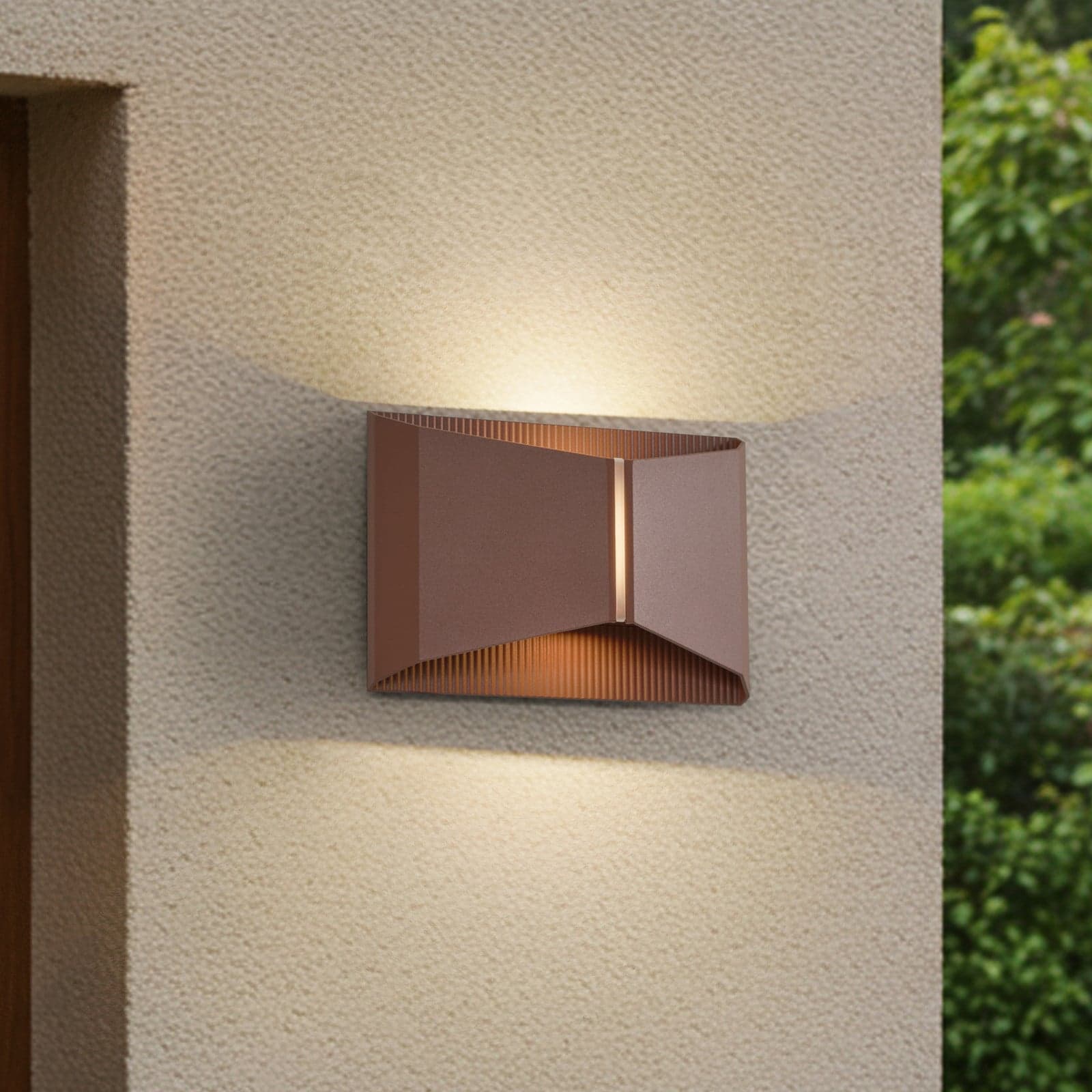 Anlira utendørs LED-vegglampe, opp og ned, brun, IP65 - Lindby - Terrasse - Moderne - Metall - Kantet
