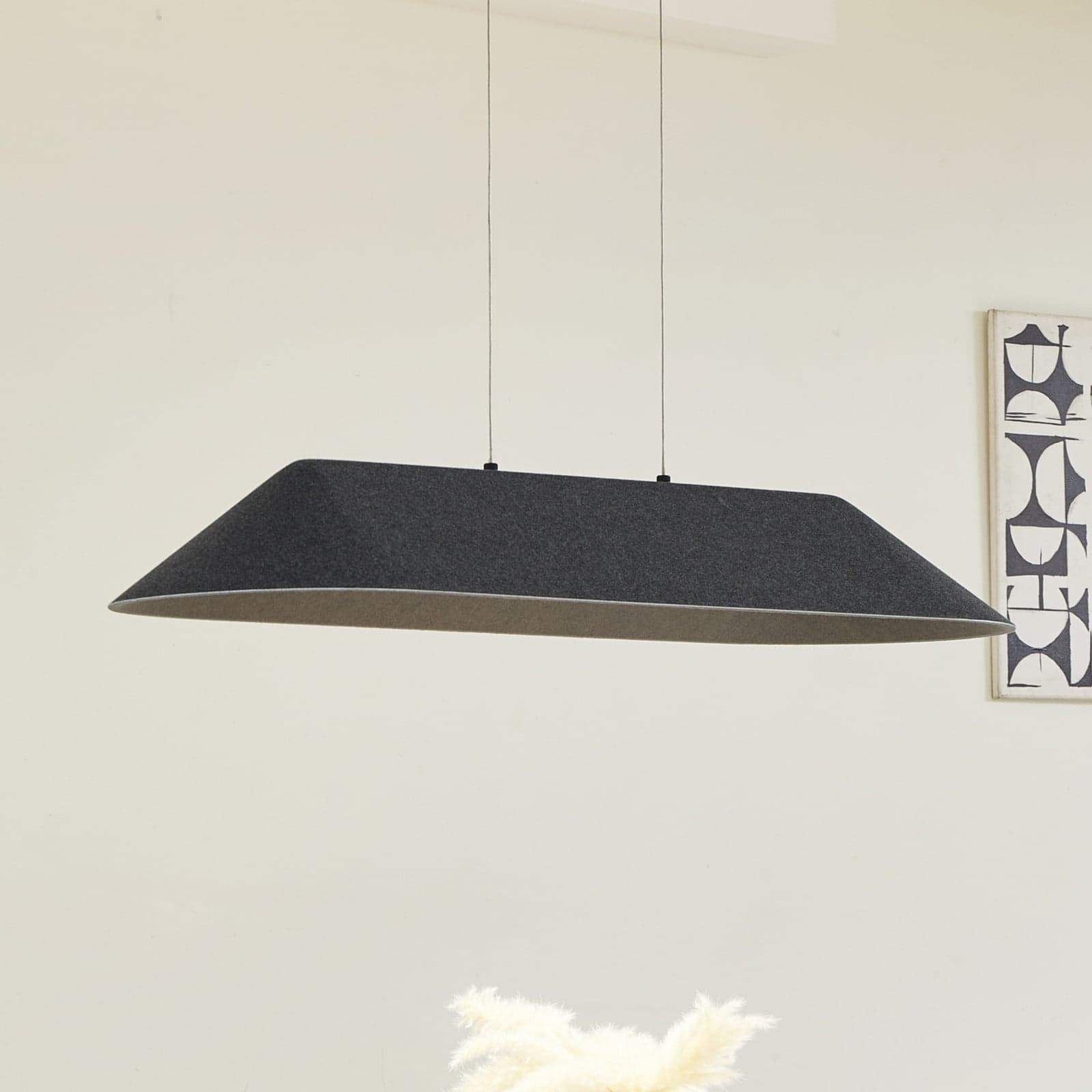 Naelle LED Pendel Svart/Grå - Lucande - Spisestue - Moderne - Stoff / Tekstil - Med skjerm