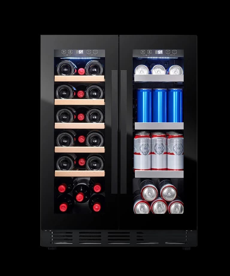Innbyggbar Vin- og ølskap - Arctic Collection 60 Duo Fullglass Black - Cavin
