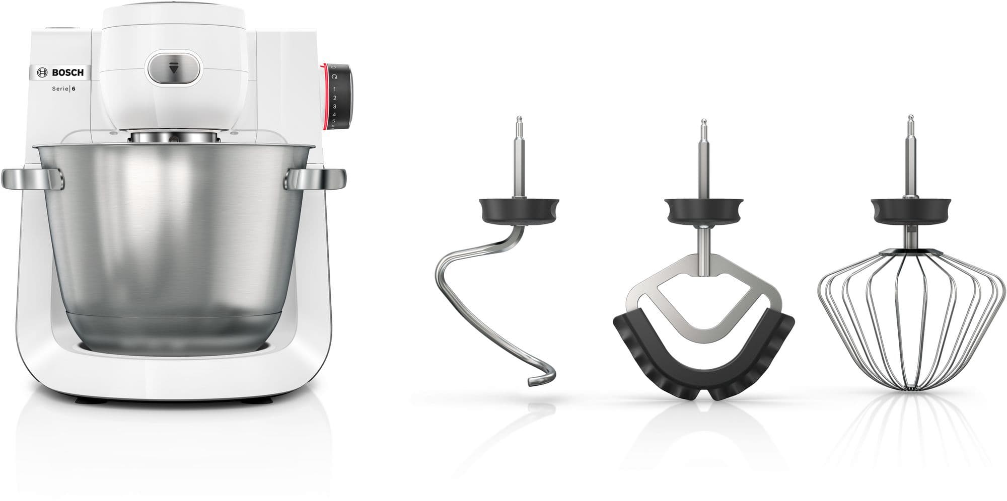 Bosch Serie 6 Kjøkkenmaskin 1600 W Hvit, Børstet rustfritt stål MUMS6EW00