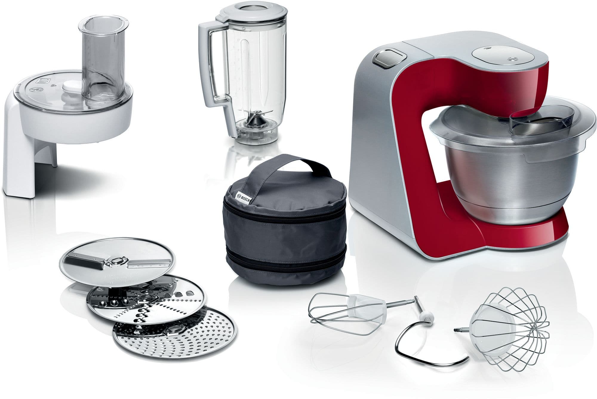 Bosch Serie 4 Kjøkkenmaskin MUM 5 1000 W Rød, sølv MUM58720