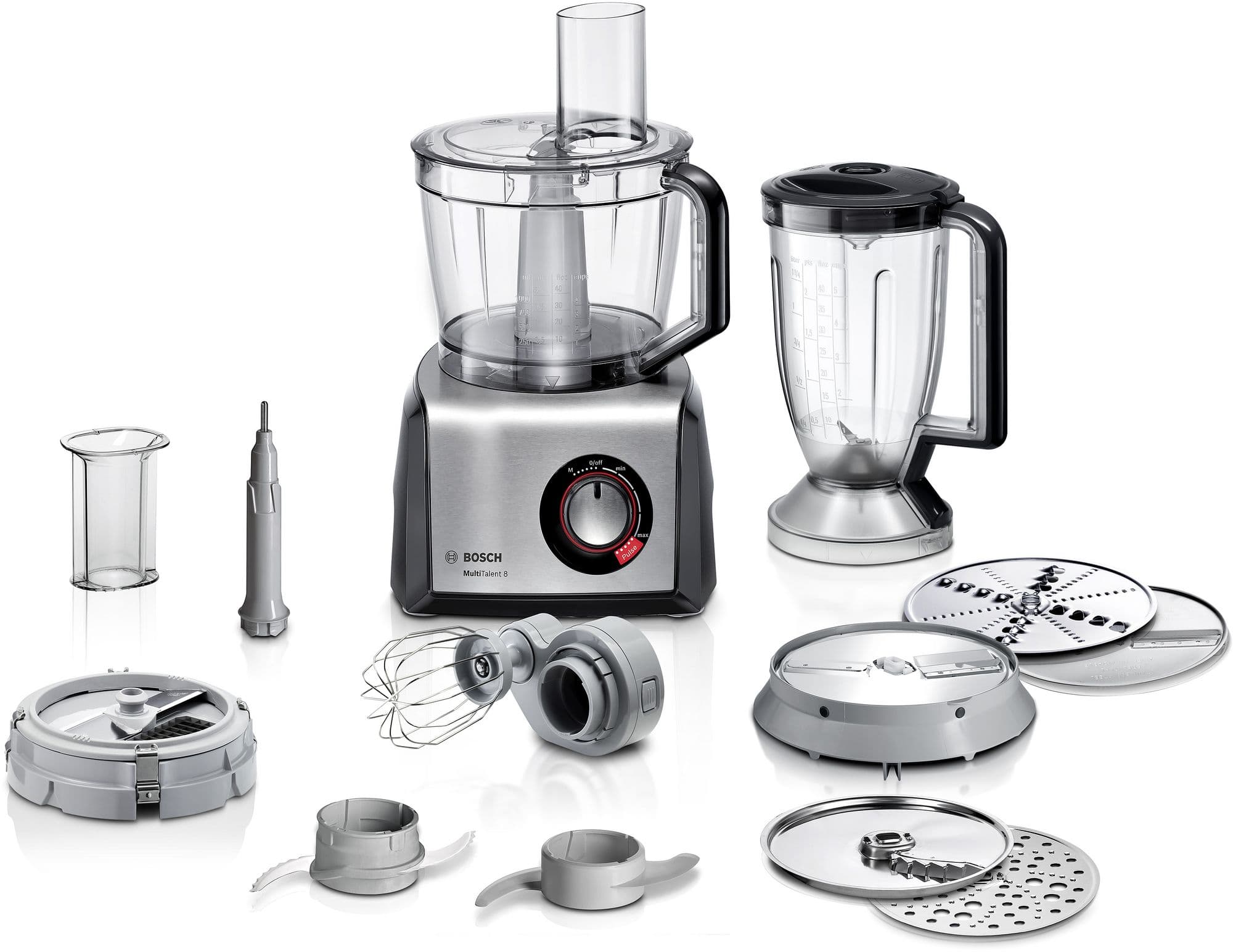 Bosch Food processor MultiTalent 8 1250 W Sort, Børstet rustfritt stål MC812M865