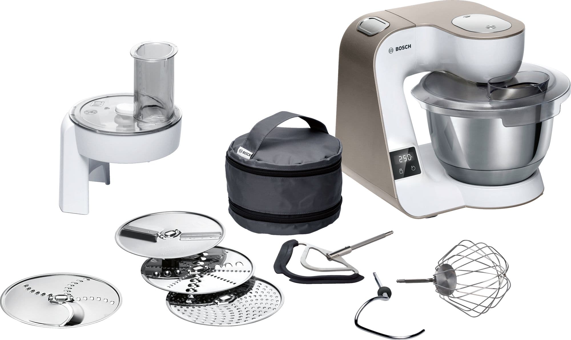 Bosch Serie 4 Kjøkkenmaskin med vekt MUM 5 1000 W Hvit, champagne MUM5XW10