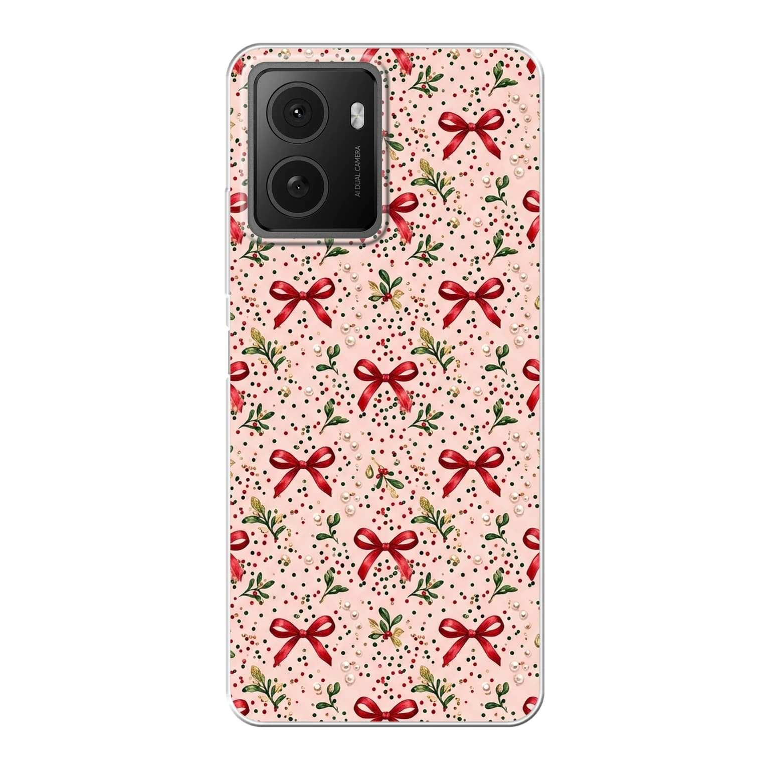 Transparent mjukt skal med namn för HMD Pulse Pro - Motiv: Coquette Holiday Bows Design (tryckt design)